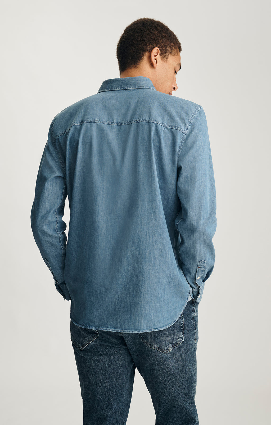 Mavi Men's Long Sleeve Button-Up Shirt In Light Blue