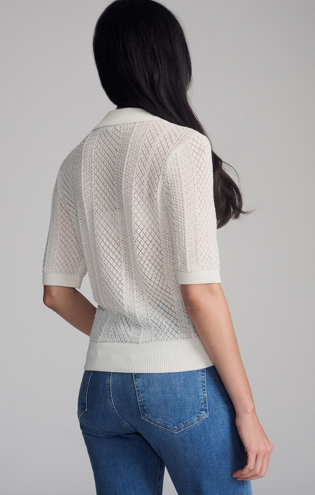 KNIT POLO SWEATER IN ANTIQUE WHITE - Mavi Jeans