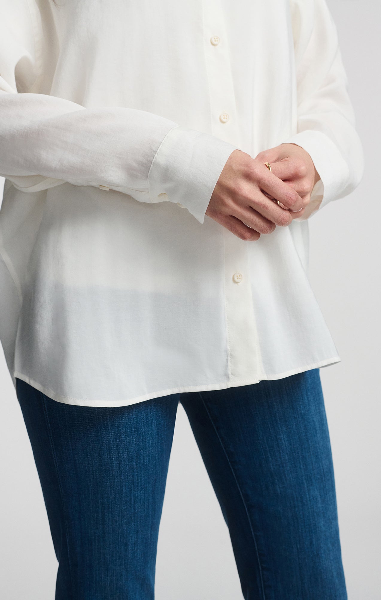 LUXE TOUCH BUTTON-UP SHIRT IN ANTIQUE WHITE - Mavi Jeans