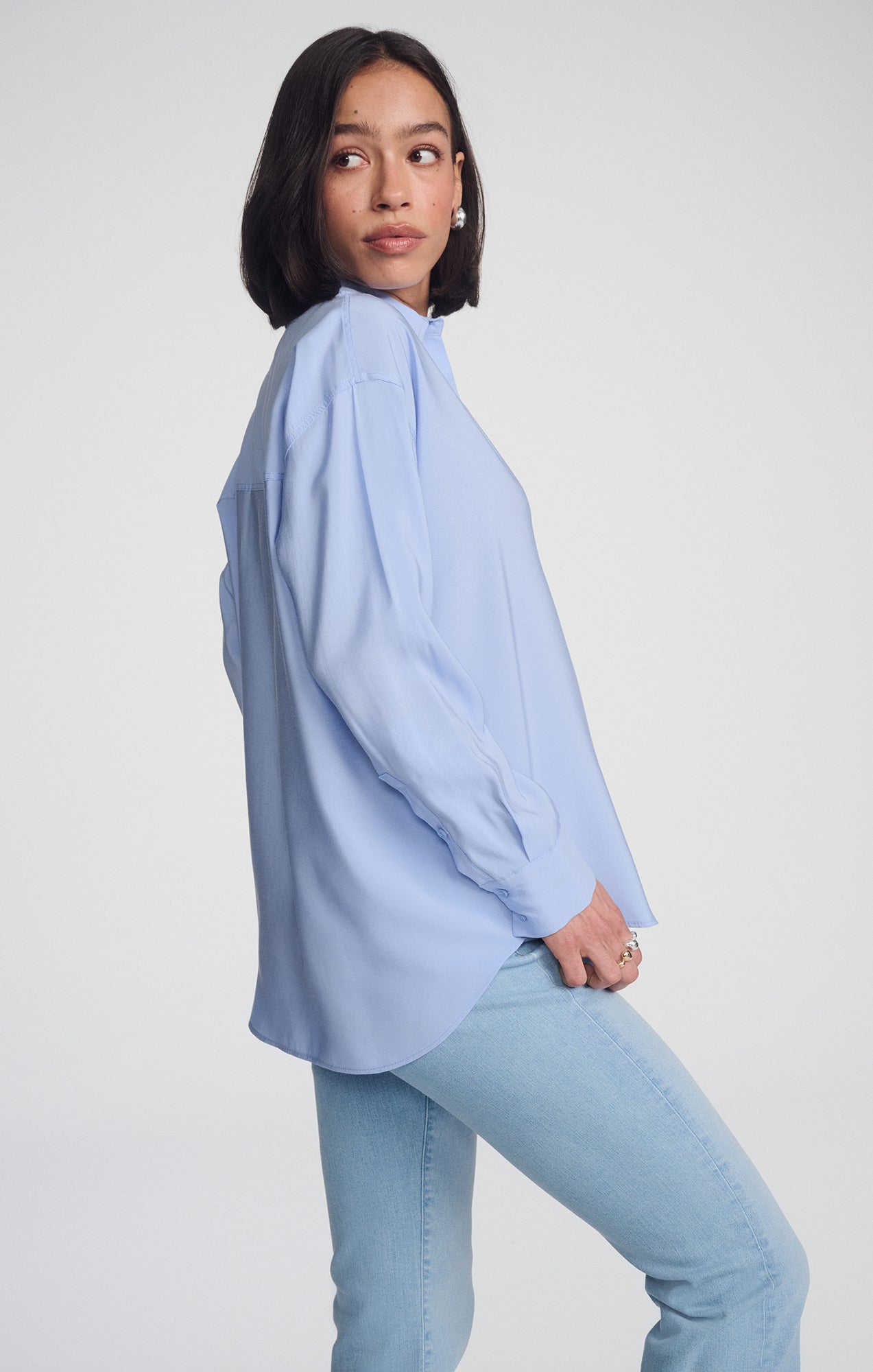 LUXE TOUCH BUTTON-UP SHIRT IN LAVENDER LUSTRE - Mavi Jeans