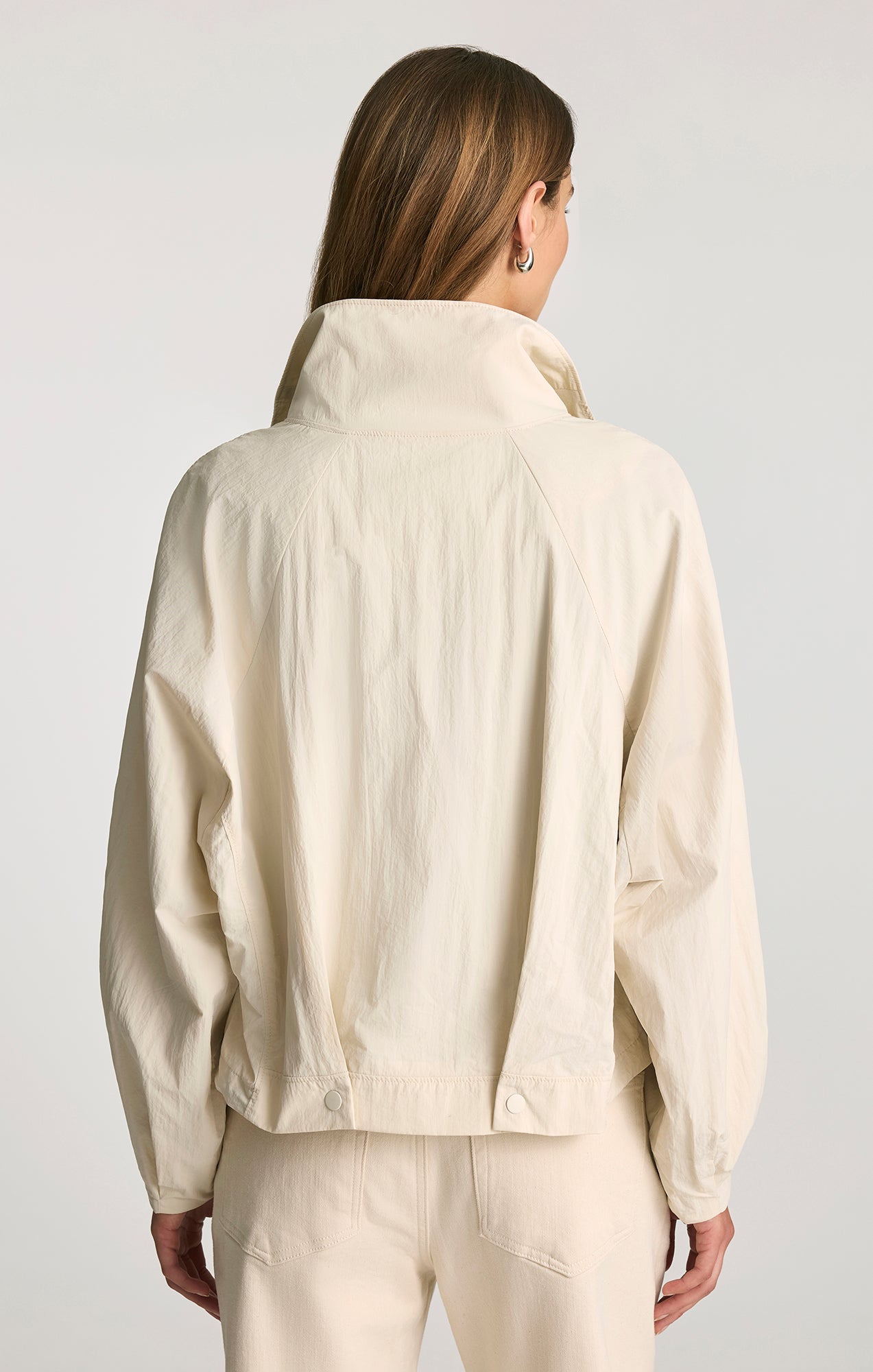 FUNNEL NECK UTILITY JACKET IN LIGHT GREY - Mavi Jeans