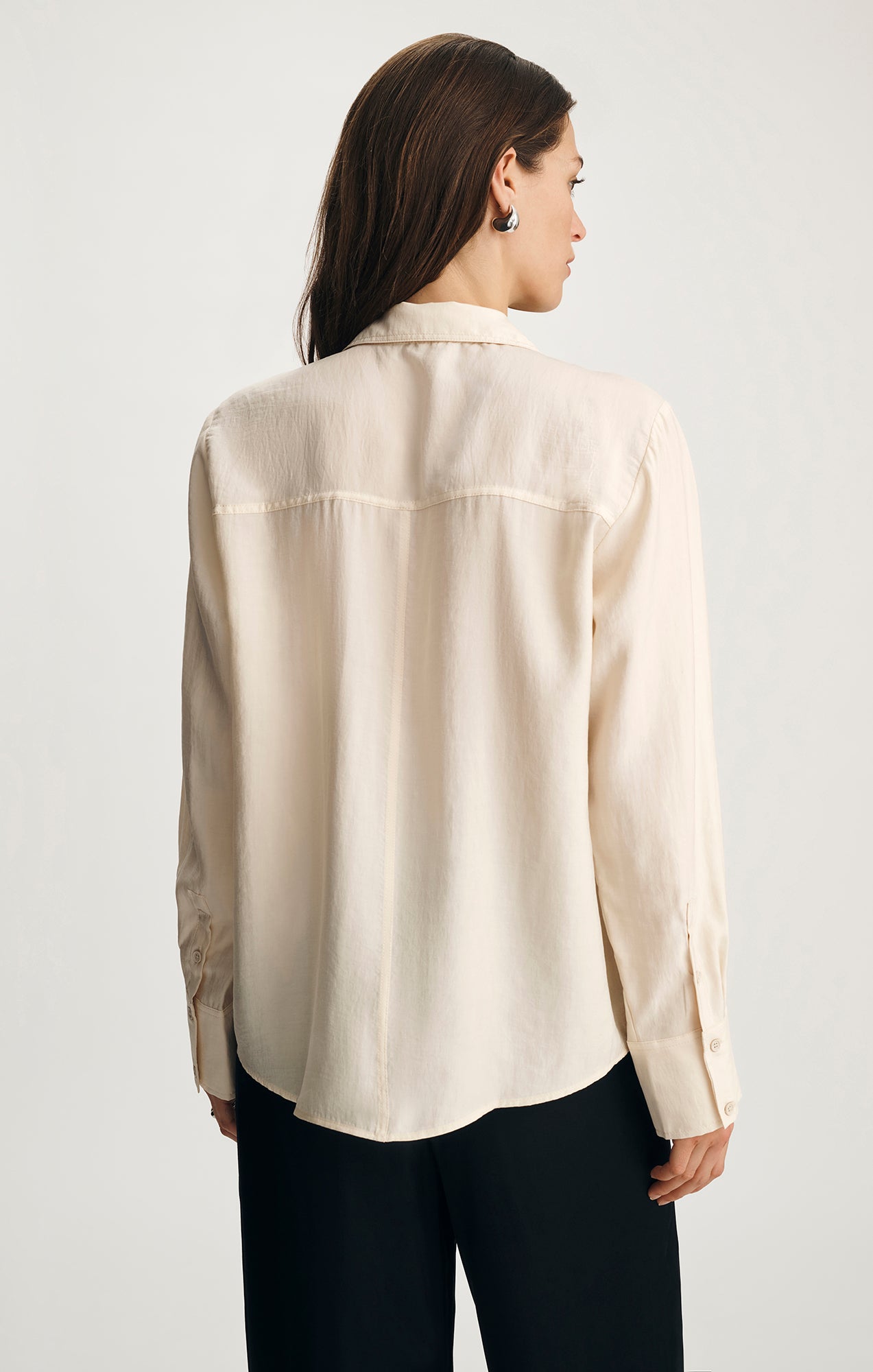 Mavi Women's Luxe Touch Tencel™ Button-Up Shirt In Whitecap Grey Mavi Women's Luxe Touch Tencel™ Button-Up Shirt In Whitecap Grey