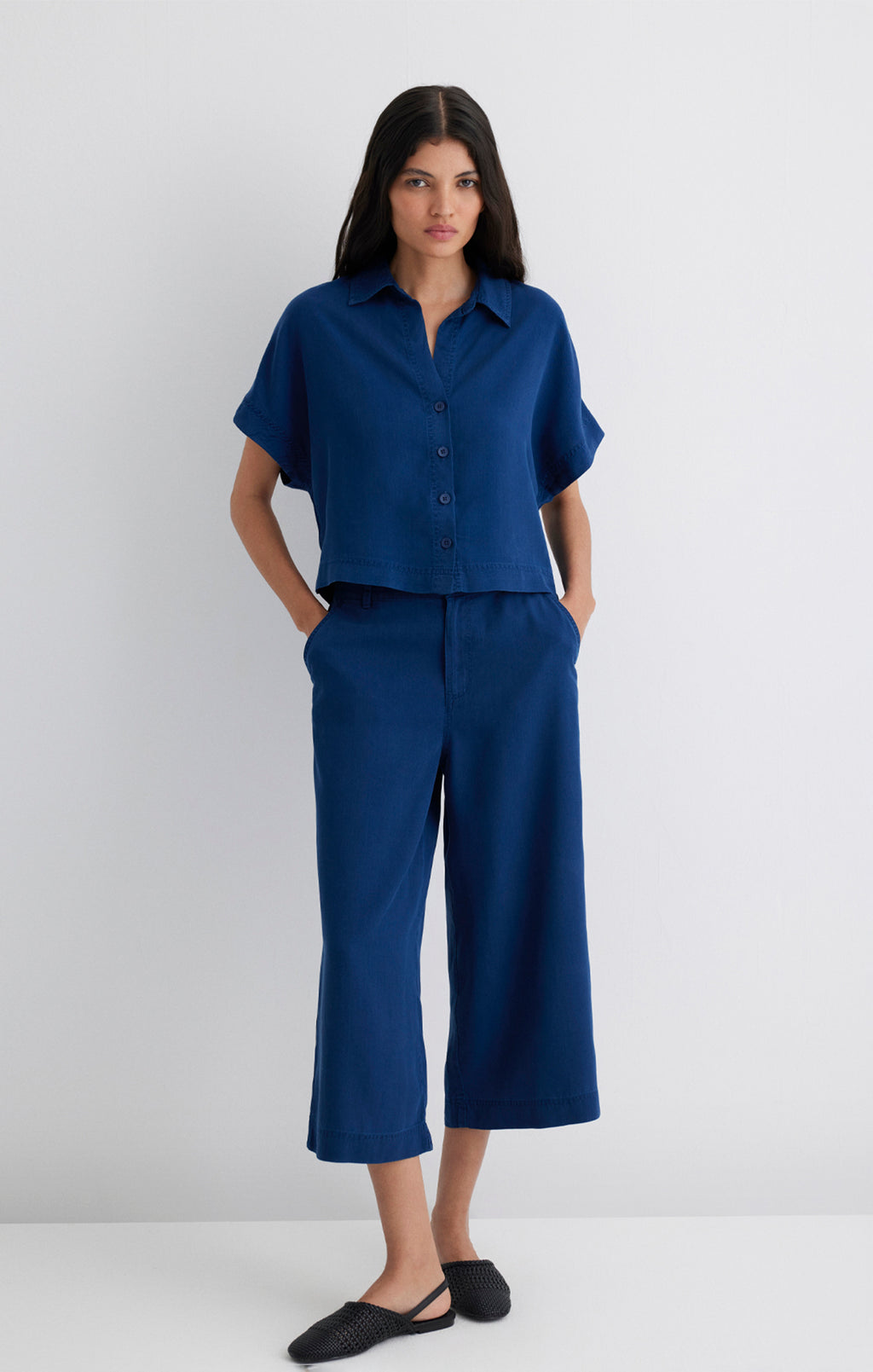 DENIM SHORT SLEEVE BUTTON-UP SHIRT IN LIGHT INDIGO - Mavi Jeans