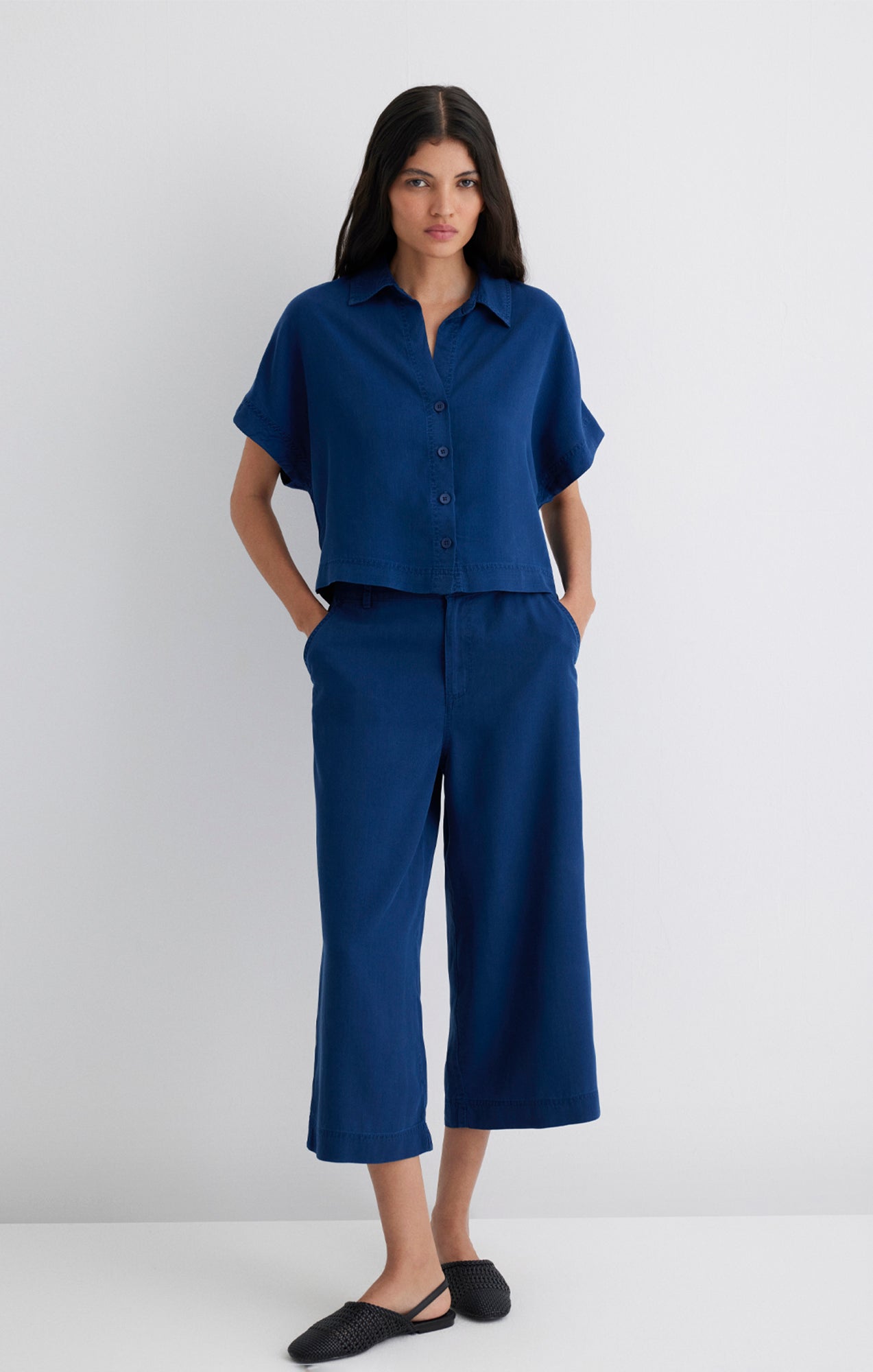 DENIM SHORT SLEEVE BUTTON-UP SHIRT IN LIGHT INDIGO - Mavi Jeans