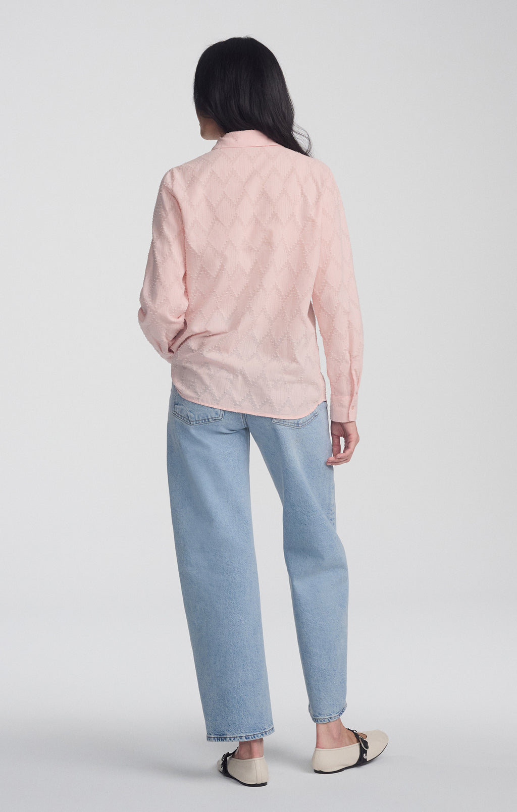 SHEER TEXTURED BUTTON-UP SHIRT IN PEACHSKIN - Mavi Jeans