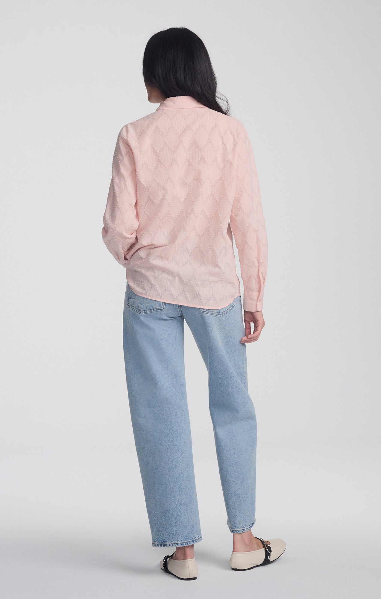 SHEER TEXTURED BUTTON-UP SHIRT IN PEACHSKIN - Mavi Jeans