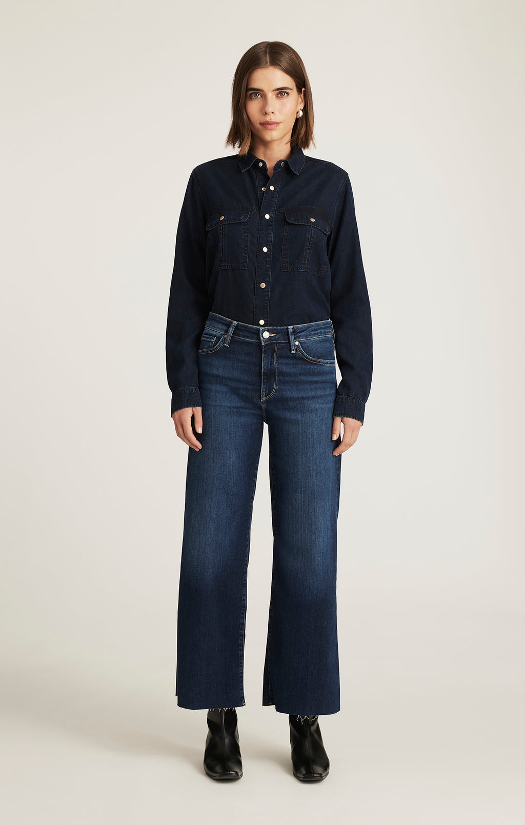 PALOMA WIDE LEG IN DARK BLUE FEATHER LUXE - Mavi Jeans
