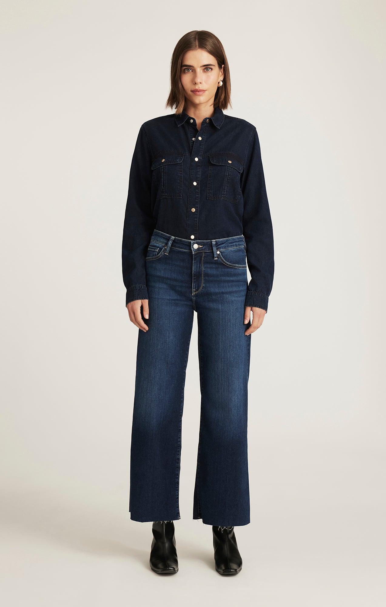 PALOMA WIDE LEG IN DARK BLUE FEATHER LUXE - Mavi Jeans
