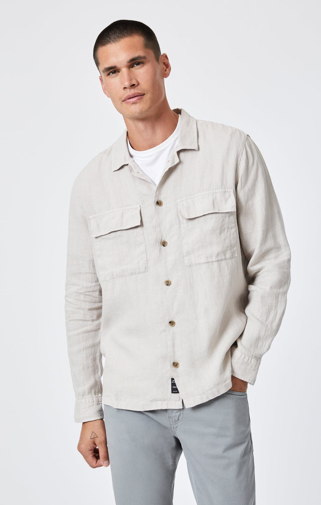 DOUBLE POCKET LINEN BUTTON-UP SHIRT IN MOONSTRUCK - Mavi Jeans