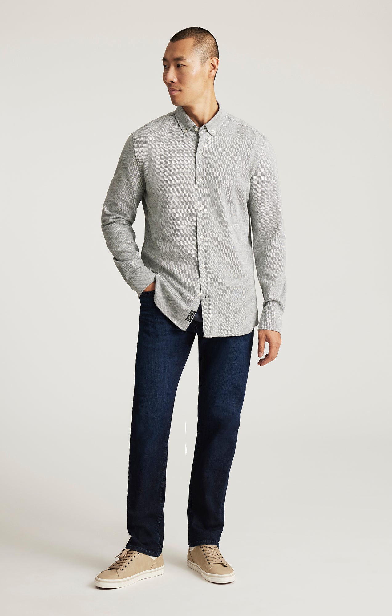 LONG SLEEVE BUTTON-DOWN SHIRT IN URBAN CHIC - Mavi Jeans
