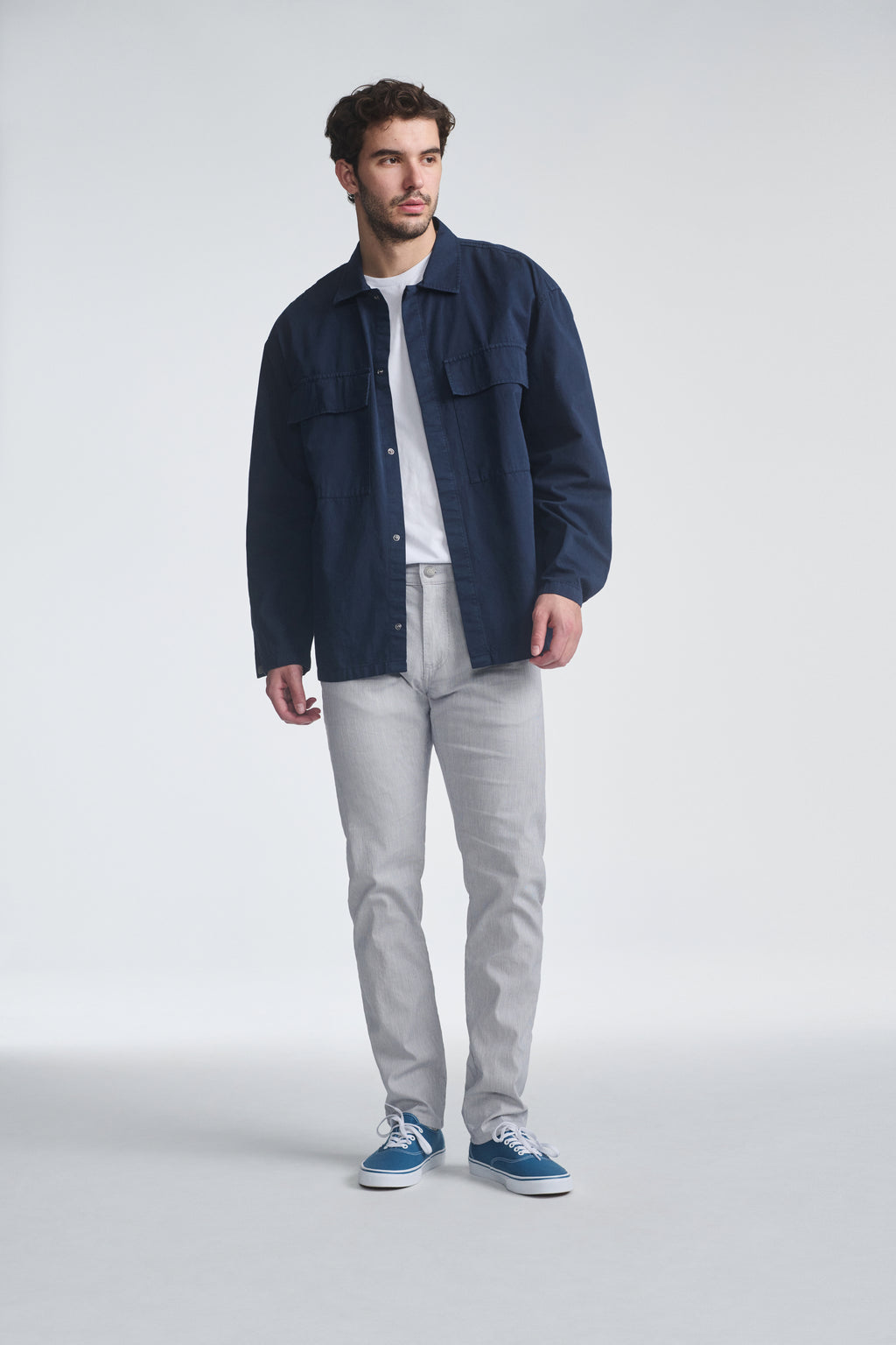 JAKE SLIM LEG IN GREY LINEN STRIPE - Mavi Jeans