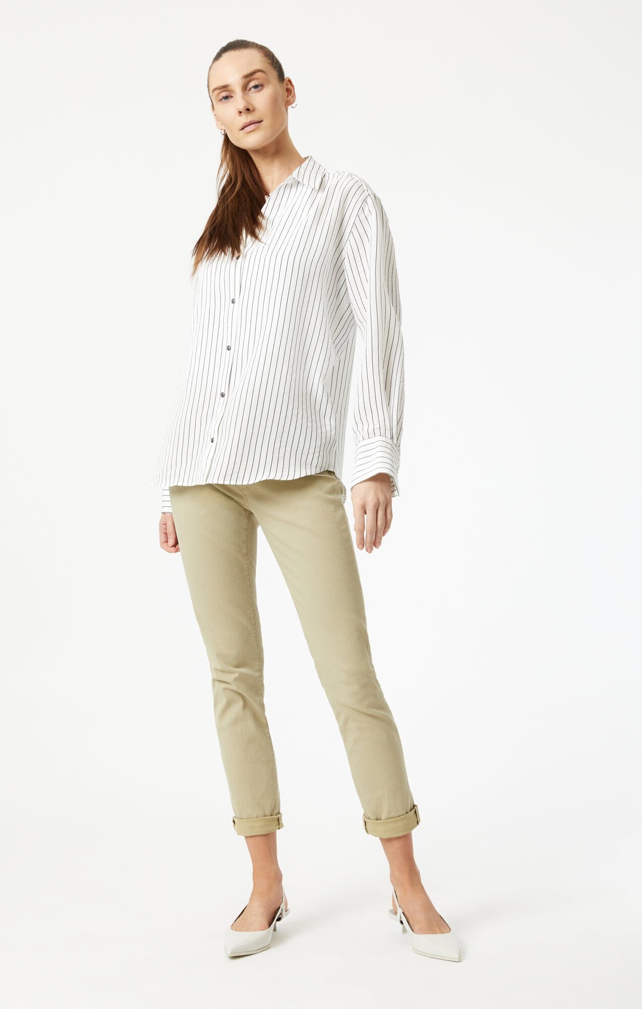 BUTTON-UP LONG SLEEVE SHIRT IN BLACK STRIPE - Mavi Jeans