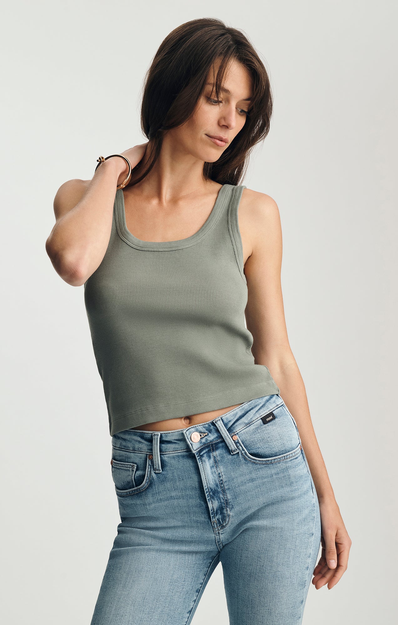 Mavi Women's Ribbed Square Neck Tank Top In Sea Spray – Mavi Jeans