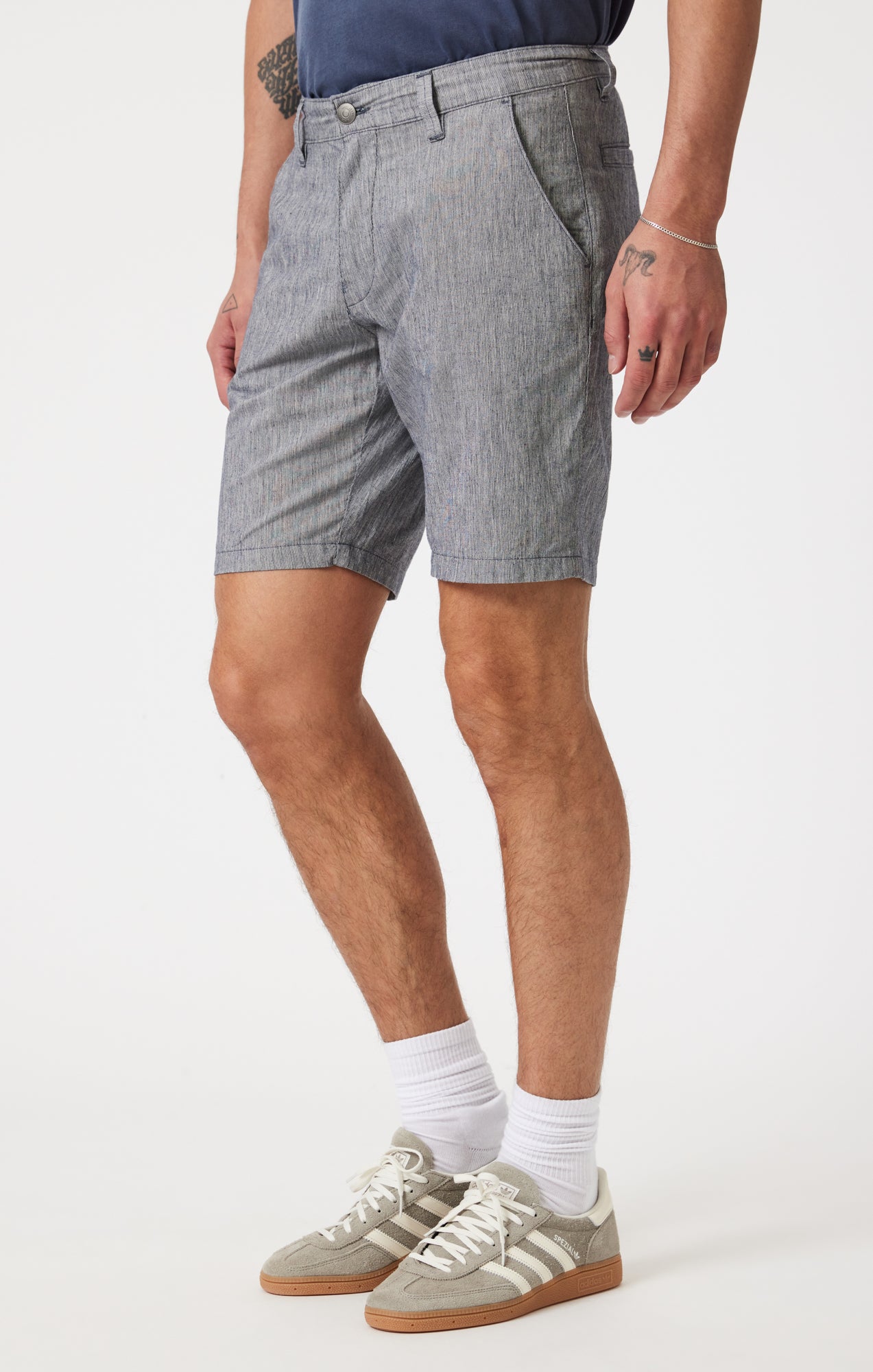 NOAH SHORTS IN NAVY LINEN STRIPE - Mavi Jeans