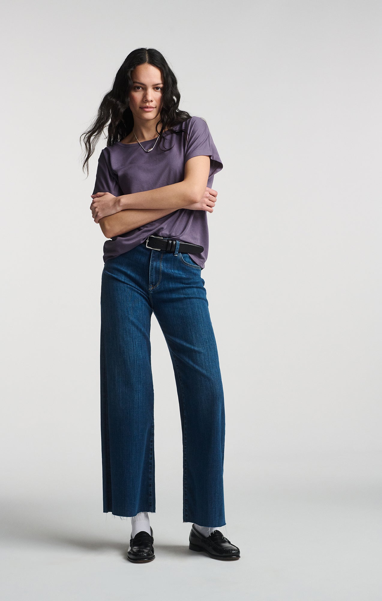 LUXE TOUCH TENCEL™ BOAT NECK T-SHIRT IN CADET - Mavi Jeans