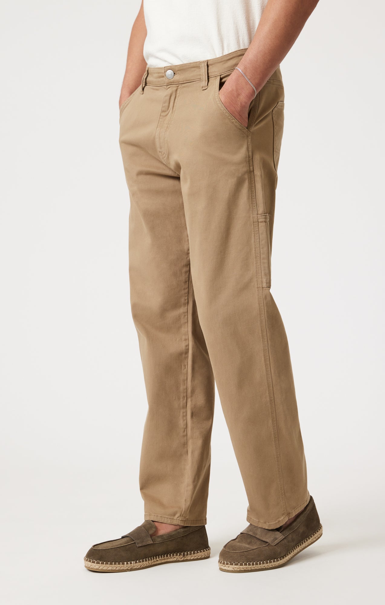 Mavi Men's Oxford Loose Straight Leg Pants In Khaki Casual Twill
