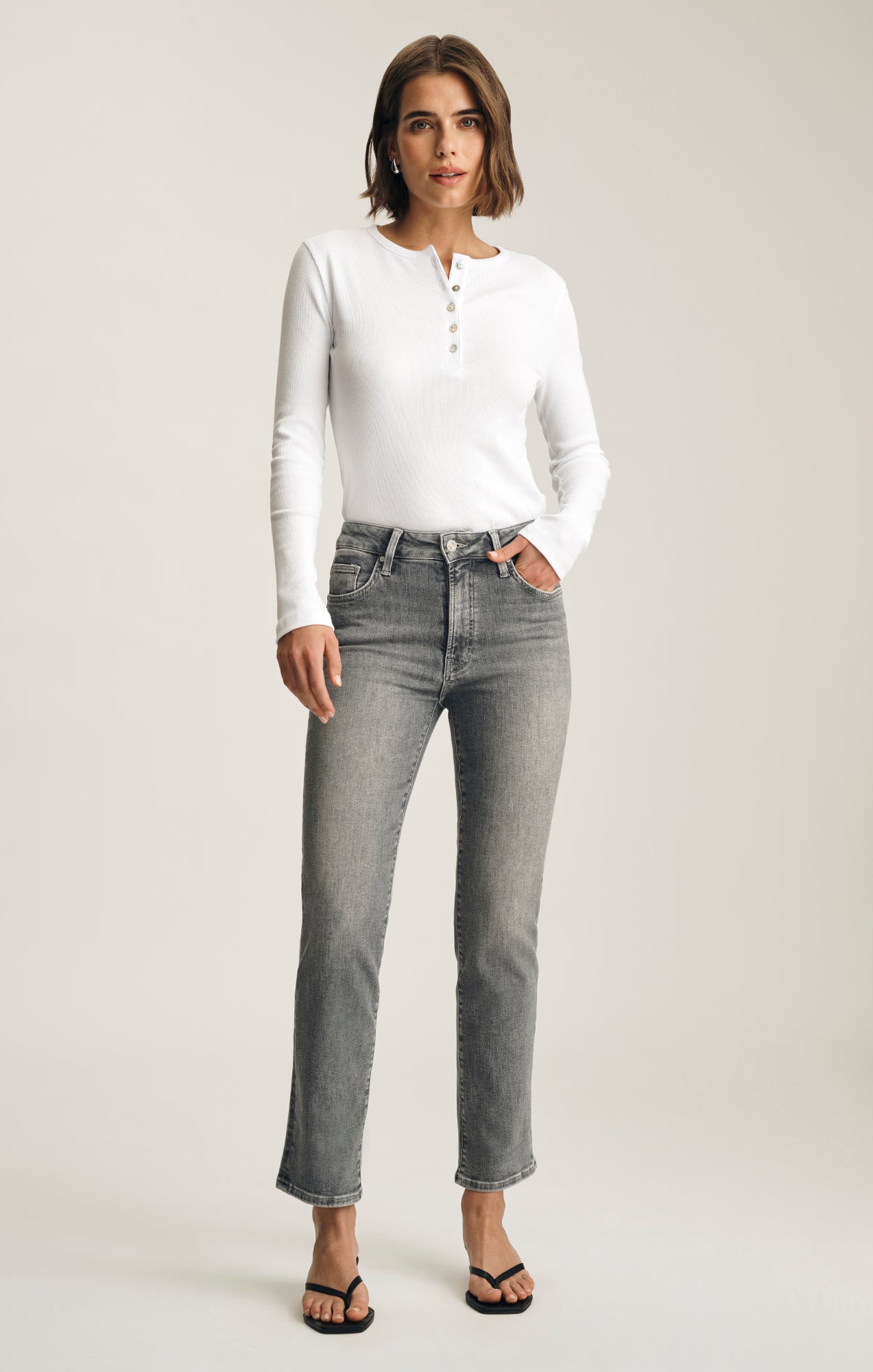 KENDRA STRAIGHT LEG IN GREY USED FLEX BLUE