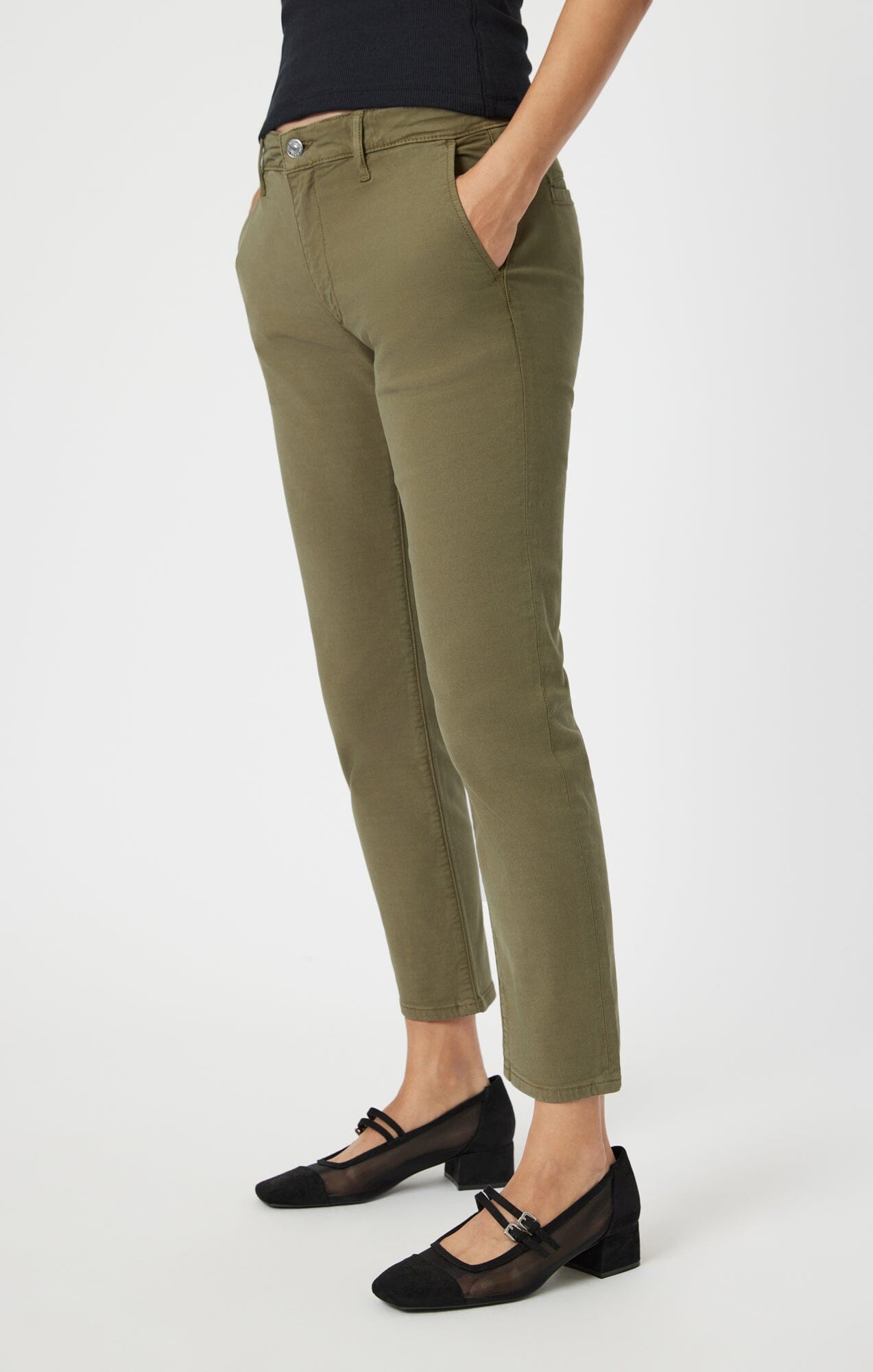 Mavi Women's Brooke Slim Chino In Green Luxe Twill