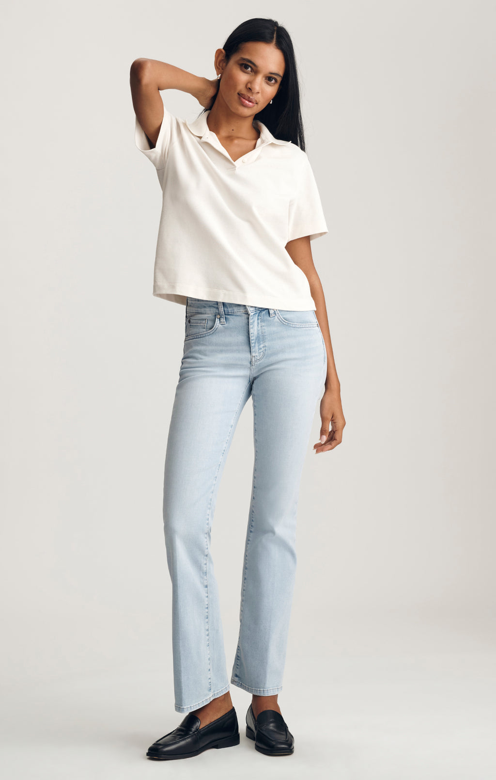 CROPPED POLO T-SHIRT IN COCONUT MILK - Mavi Jeans