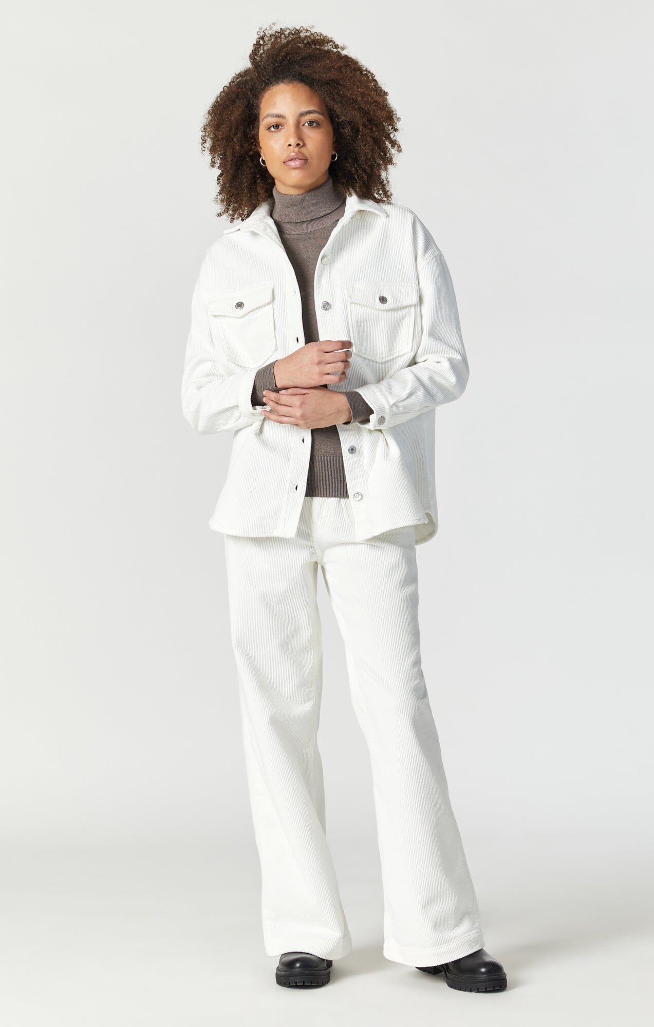 LIVIA OVERSIZED DENIM SHIRT IN OFF-WHITE CORD - Mavi Jeans