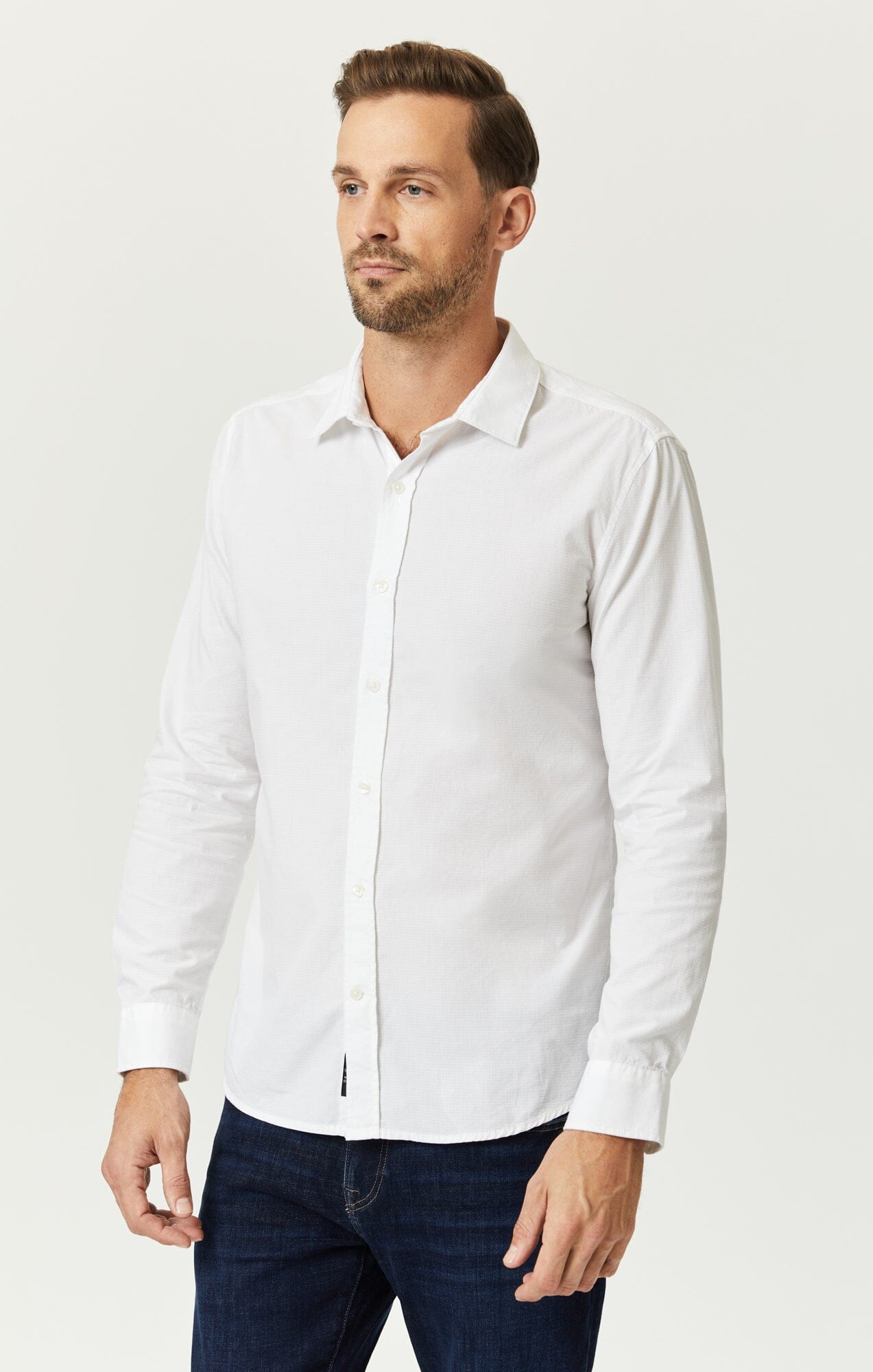 BUTTON-UP LONG SLEEVE SHIRT IN WHITE - Mavi Jeans