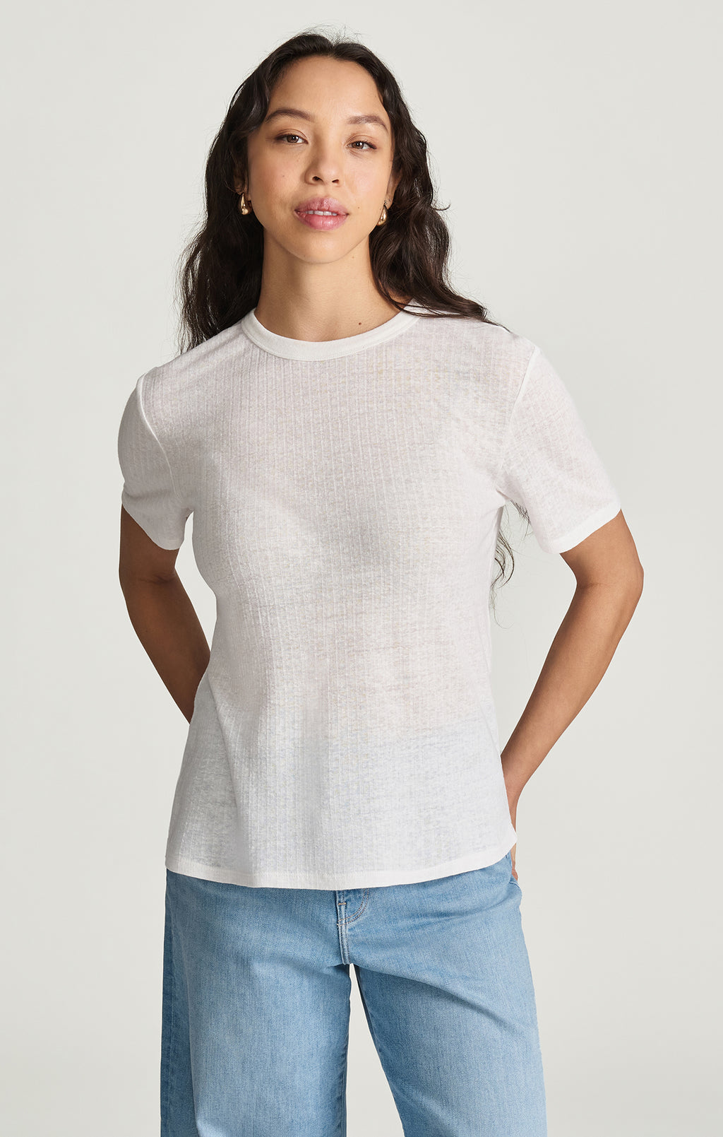 HEMP CREW NECK T-SHIRT IN WHITE - Mavi Jeans