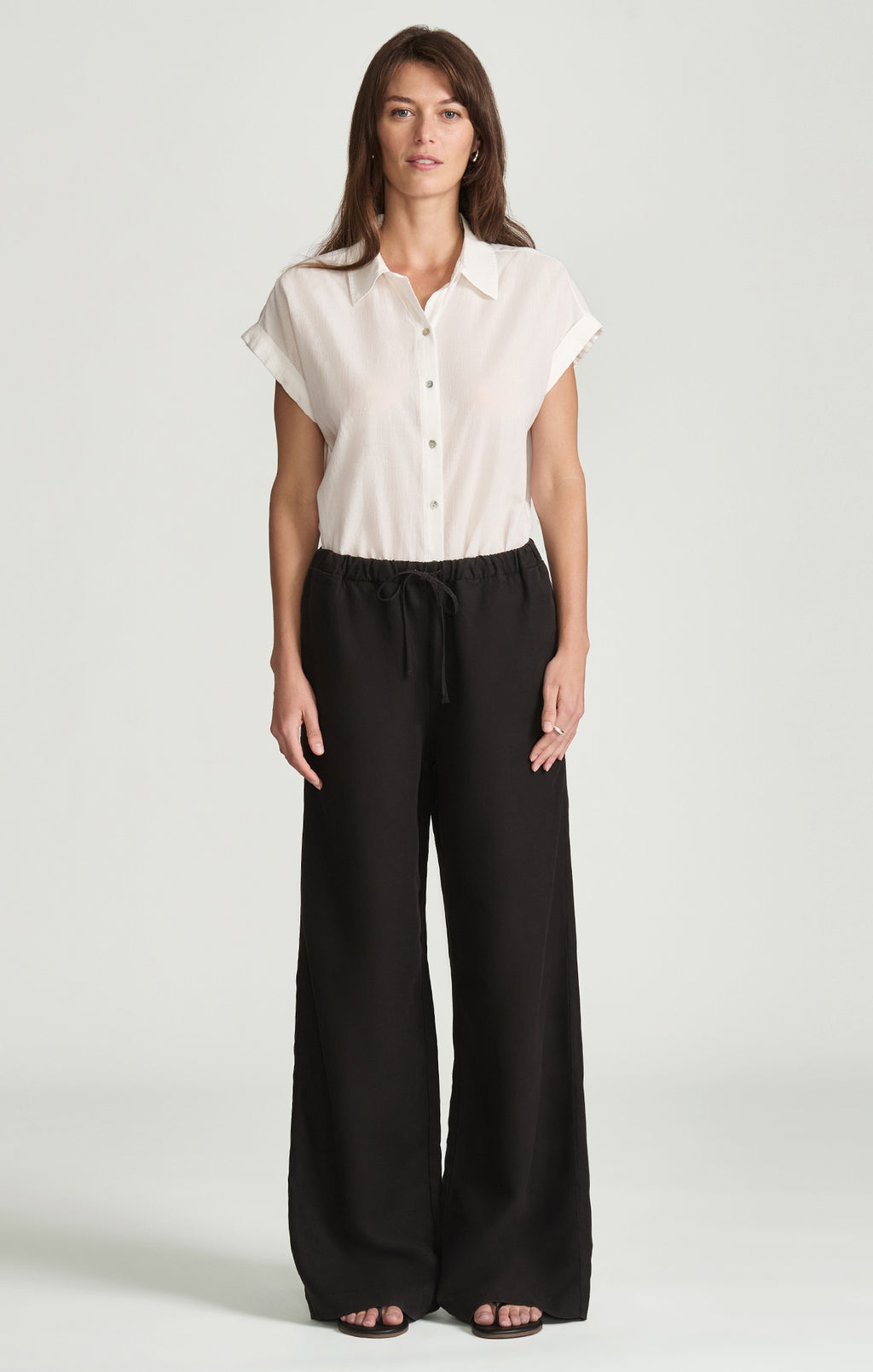 MARCELA WIDE LEG IN BLACK LINEN - Mavi Jeans