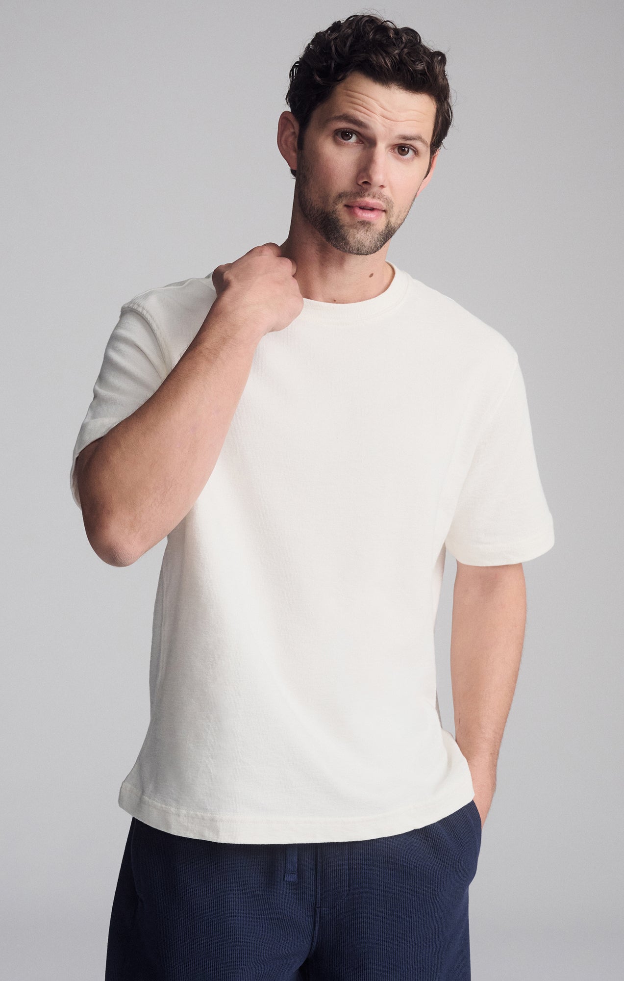 SHORT SLEEVE CREW NECK T-SHIRT IN ANTIQUE WHITE - Mavi Jeans