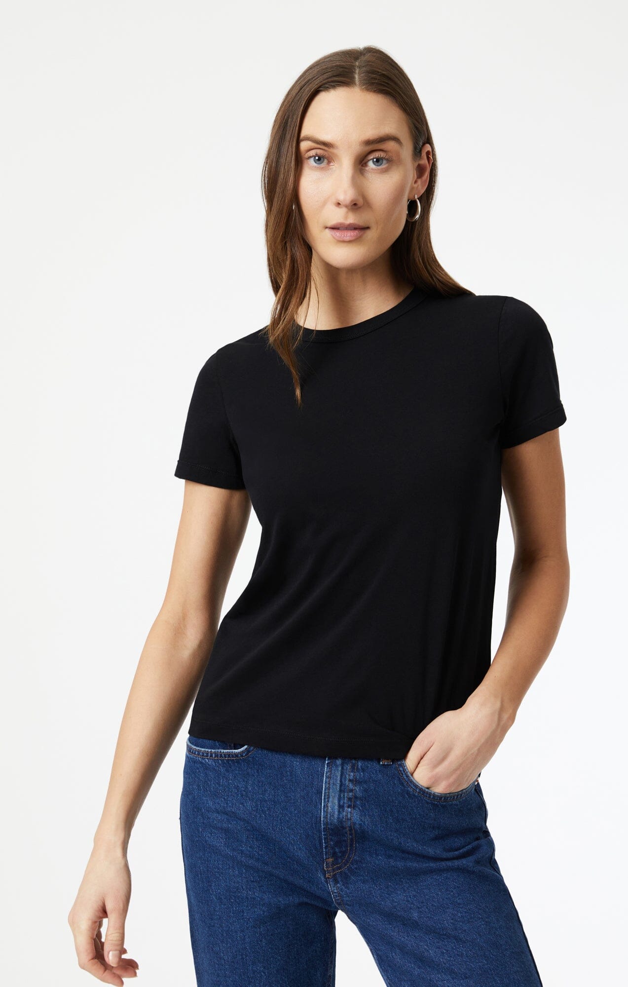 SLIM CREW NECK T-SHIRT IN BLACK - Mavi Jeans