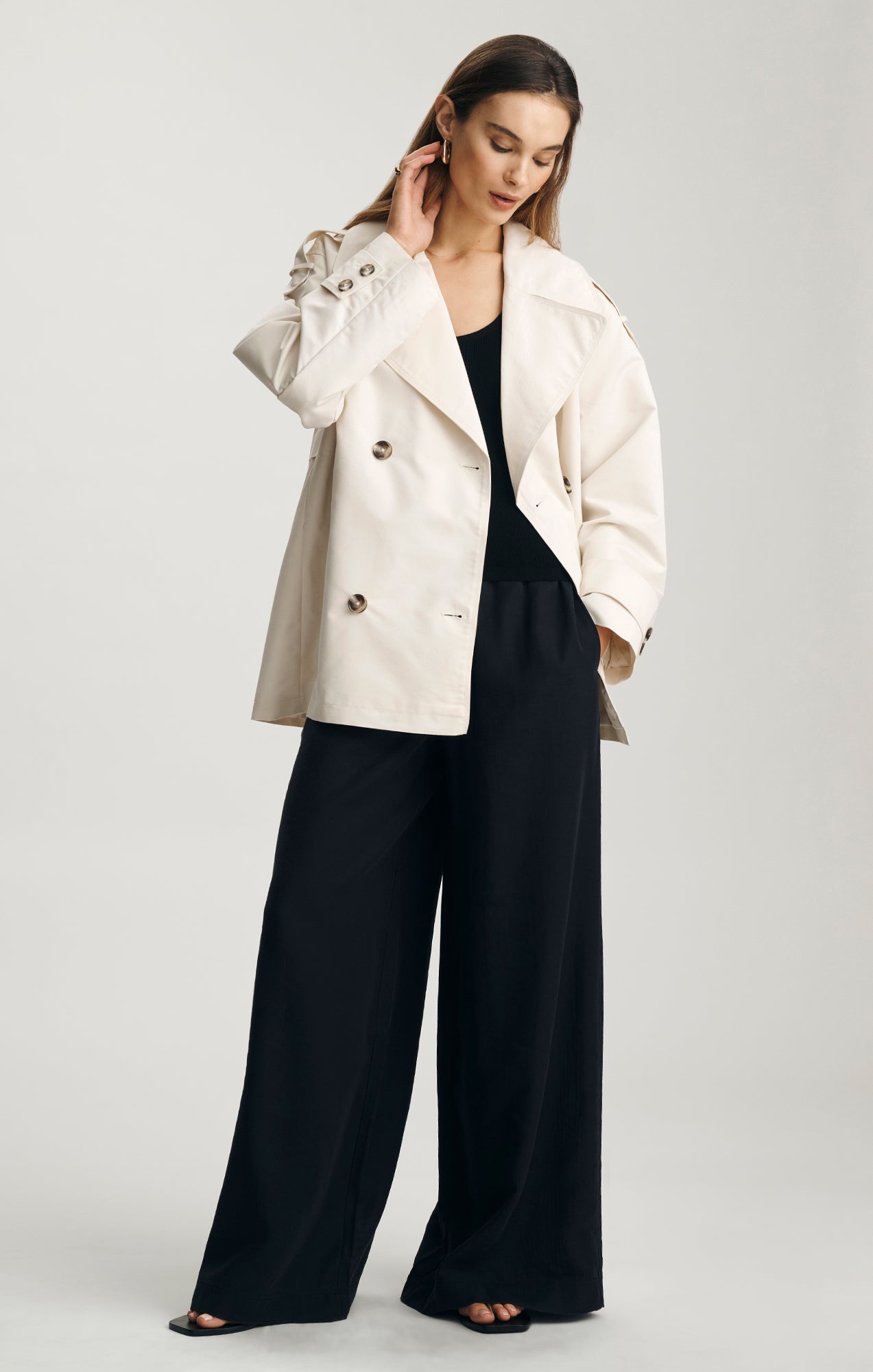 DOUBLE-BREASTED TRENCH COAT IN VANILLA ICE - Mavi Jeans