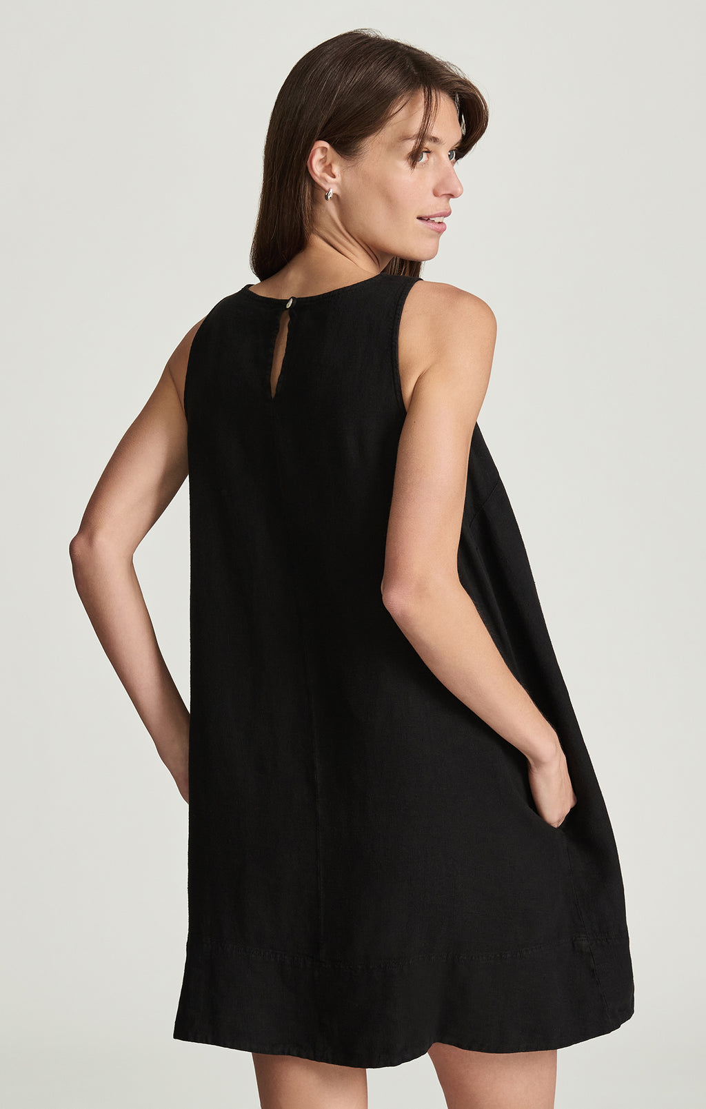 Mavi Women's Linen Mini Shift Dress In Black