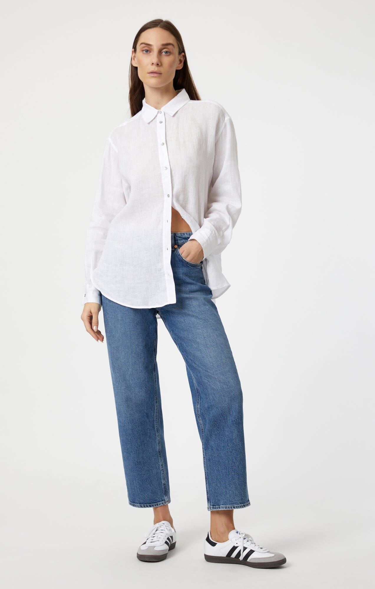 LINEN BUTTON-UP SHIRT IN WHITE - Mavi Jeans