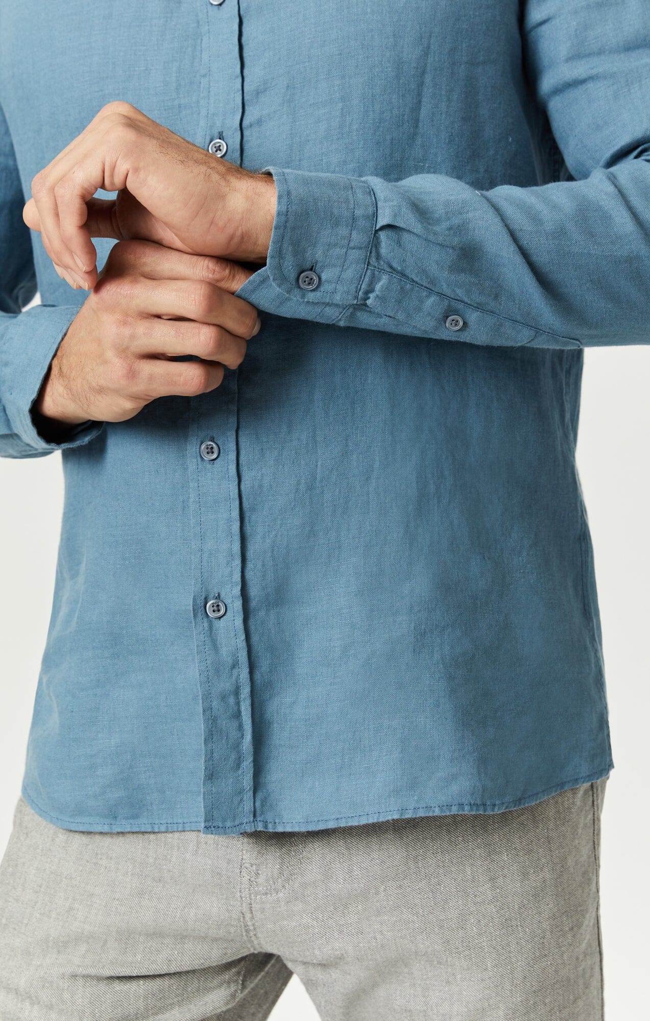 Mavi Men’s Linen Button-Up Shirt In Bluestone