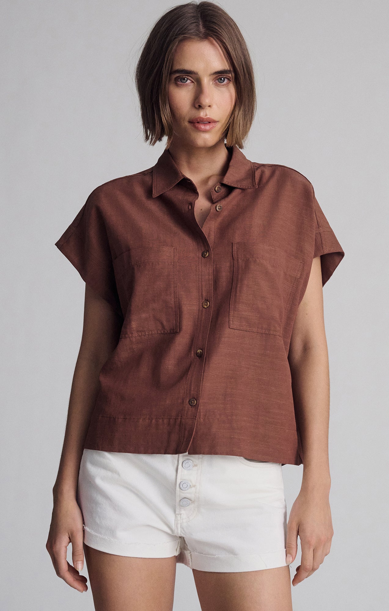 SHORT SLEEVE DOUBLE POCKET IN SHIRT IN SOFT SILK - Mavi Jeans