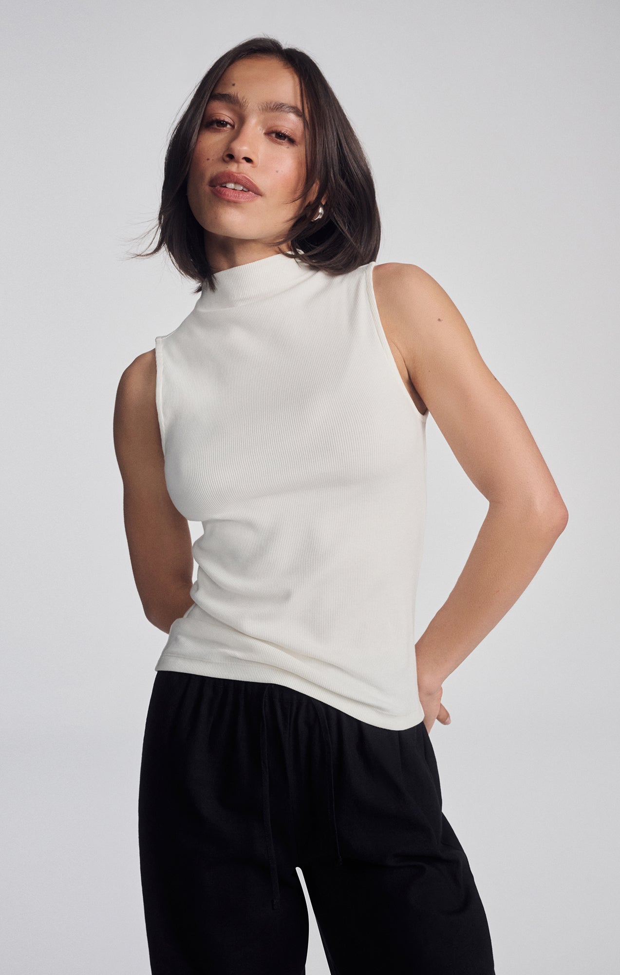 Polo Neck Womens Mock Neck Sleeveless Tops Mavi Women's Mock Neck