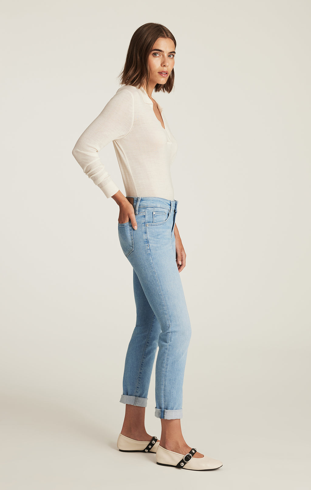 EMMA SLIM BOYFRIEND IN LIGHT BRUSHED FLEX BLUE - Mavi Jeans