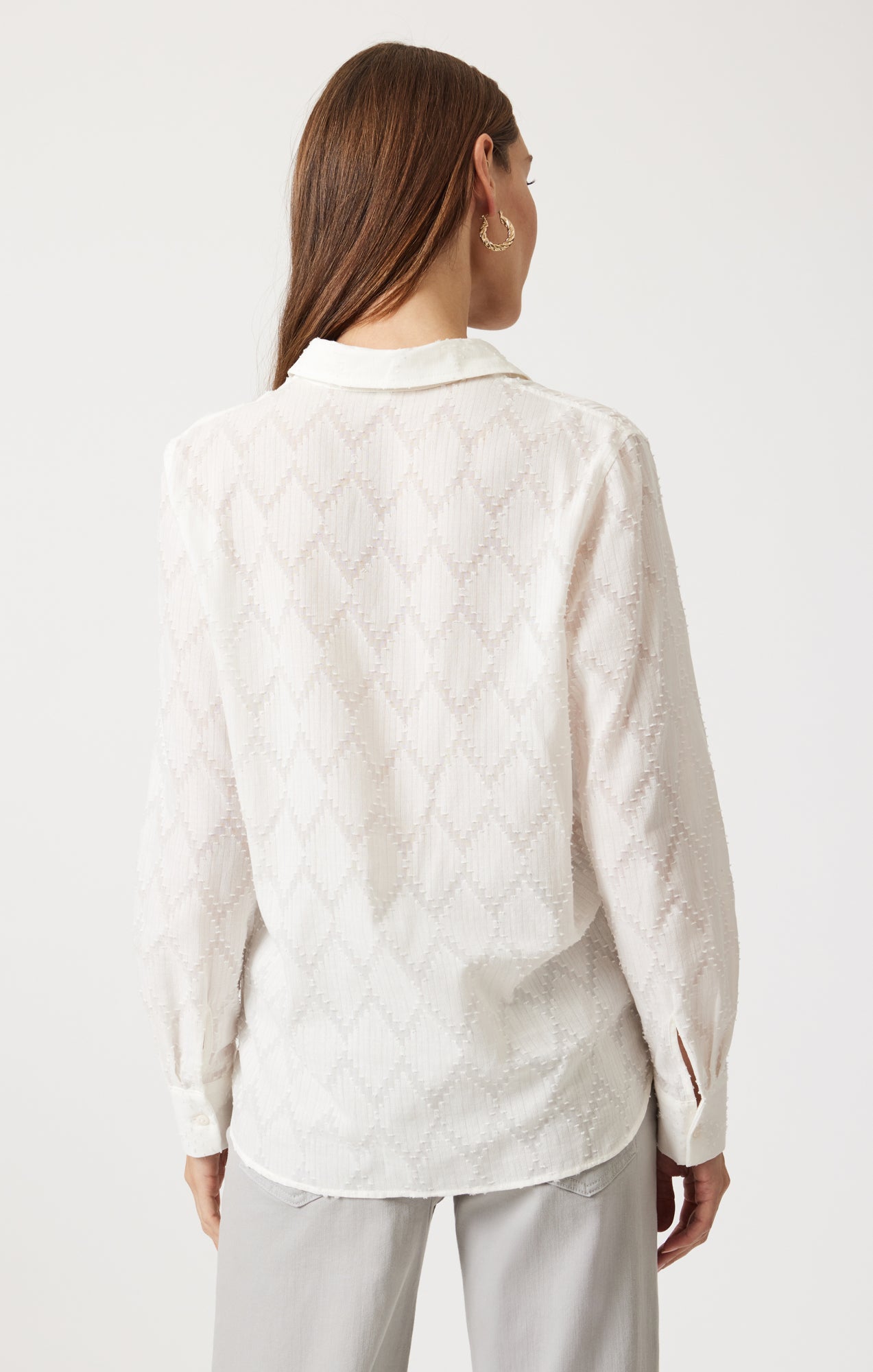 SHEER TEXTURED BUTTON-UP SHIRT IN ANTIQUE WHITE - Mavi Jeans