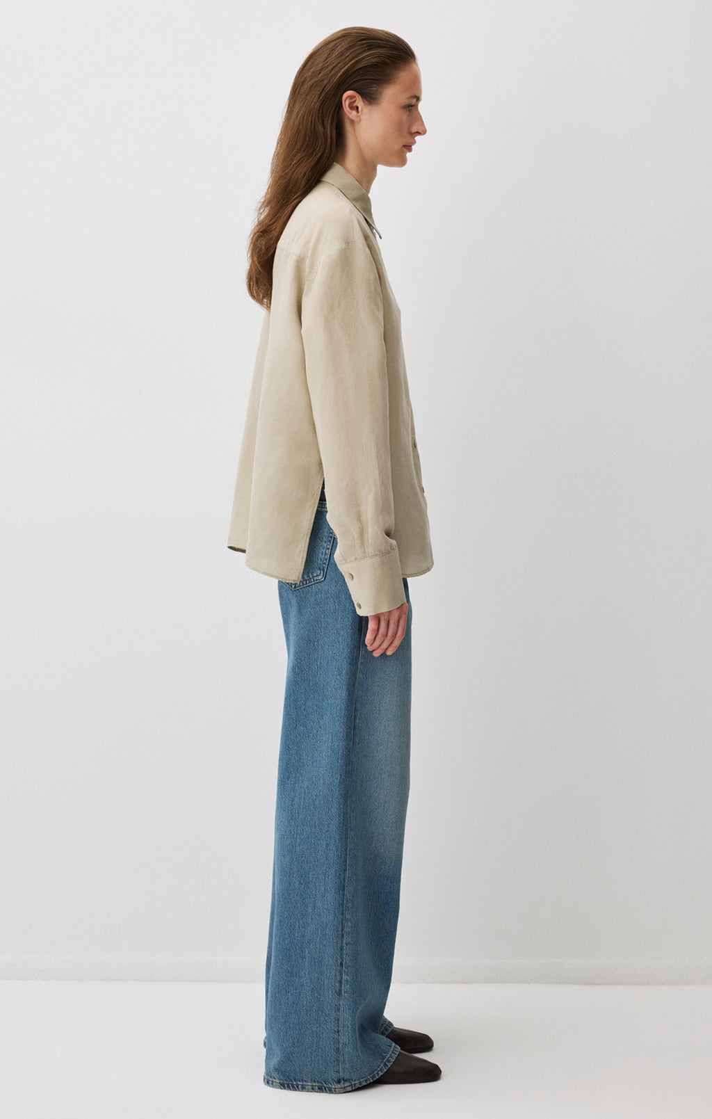 LONG SLEEVE TENCEL™ SHIRT IN ABBEY STONE - Mavi Jeans