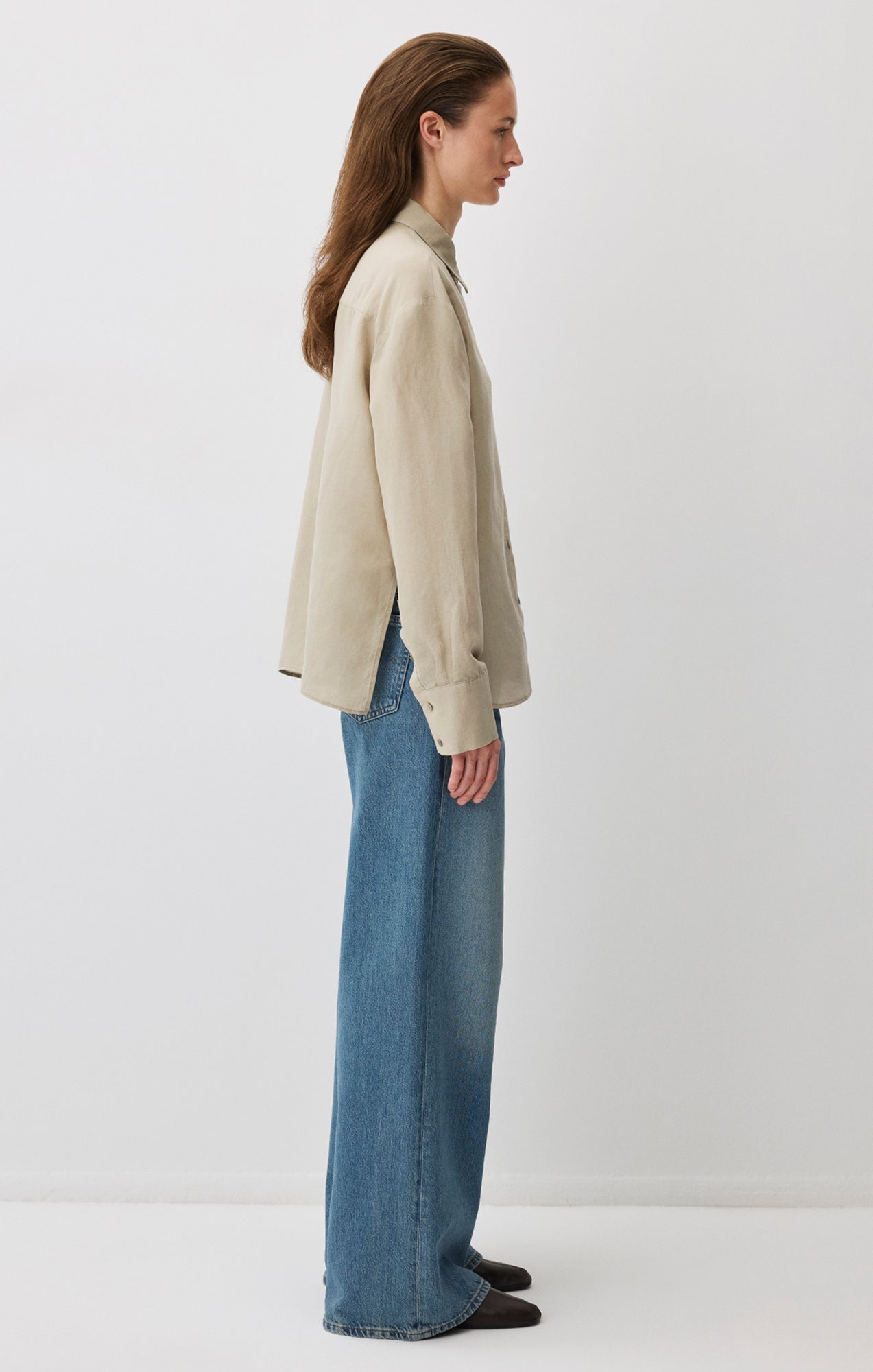 LONG SLEEVE TENCEL™ SHIRT IN ABBEY STONE - Mavi Jeans