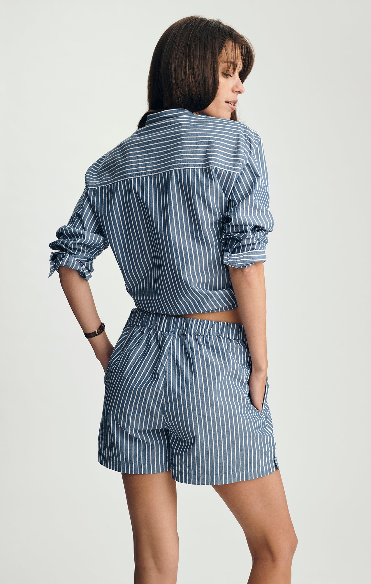 MINI SHORTS IN NAVY PEONY STRIPE - Mavi Jeans