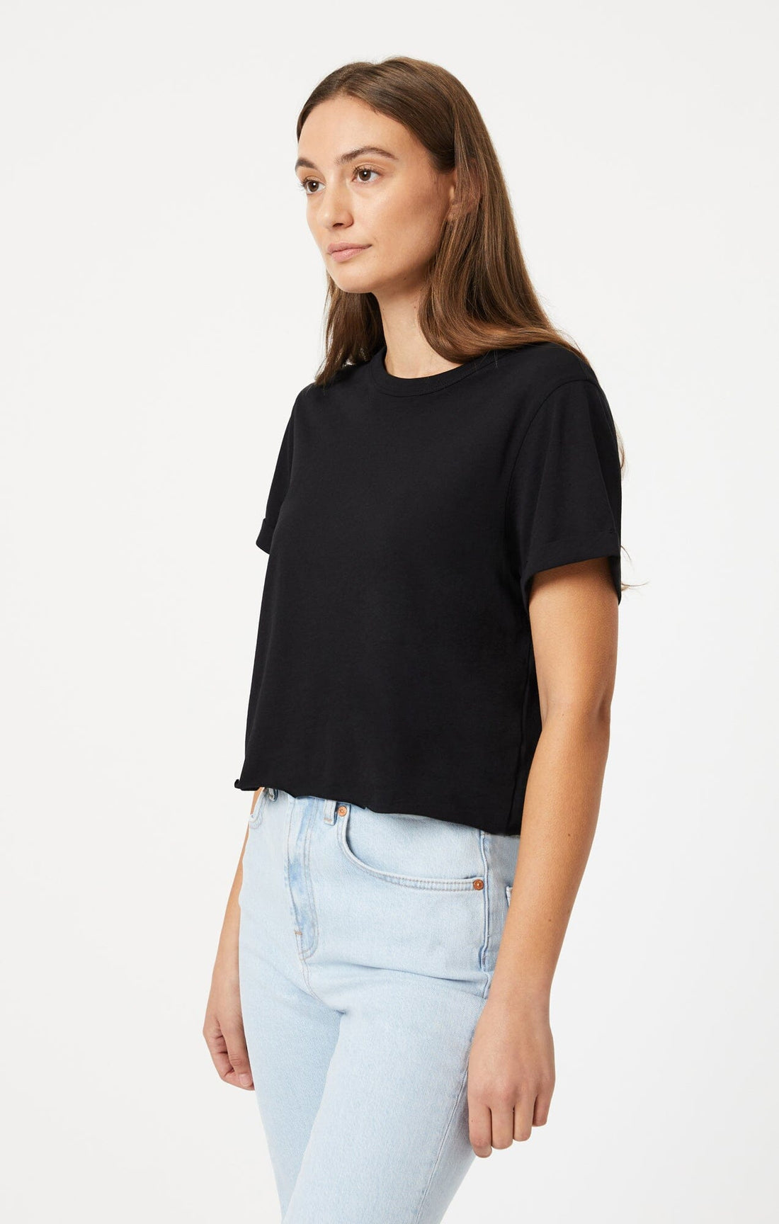 Black Printed Cropped T-Shirt