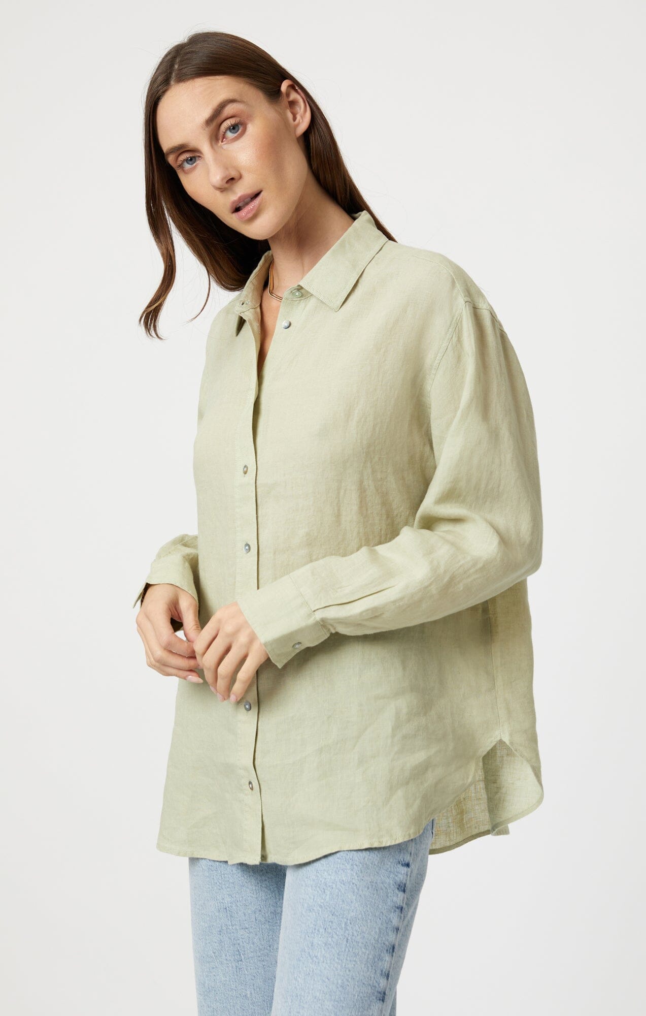 LINEN BUTTON-UP SHIRT IN LINT - Mavi Jeans
