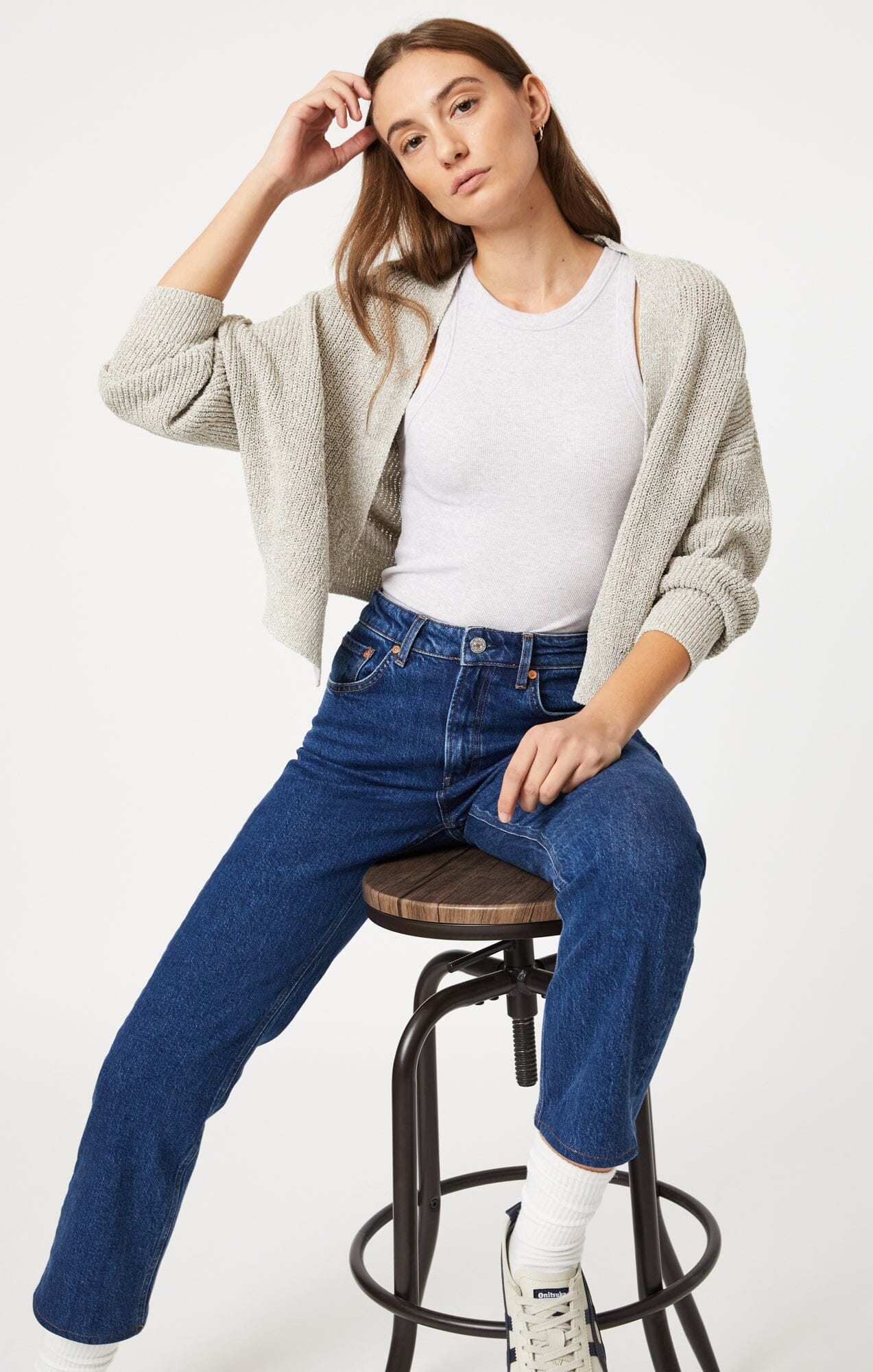 RACER BACK TANK TOP IN OATMEAL - Mavi Jeans