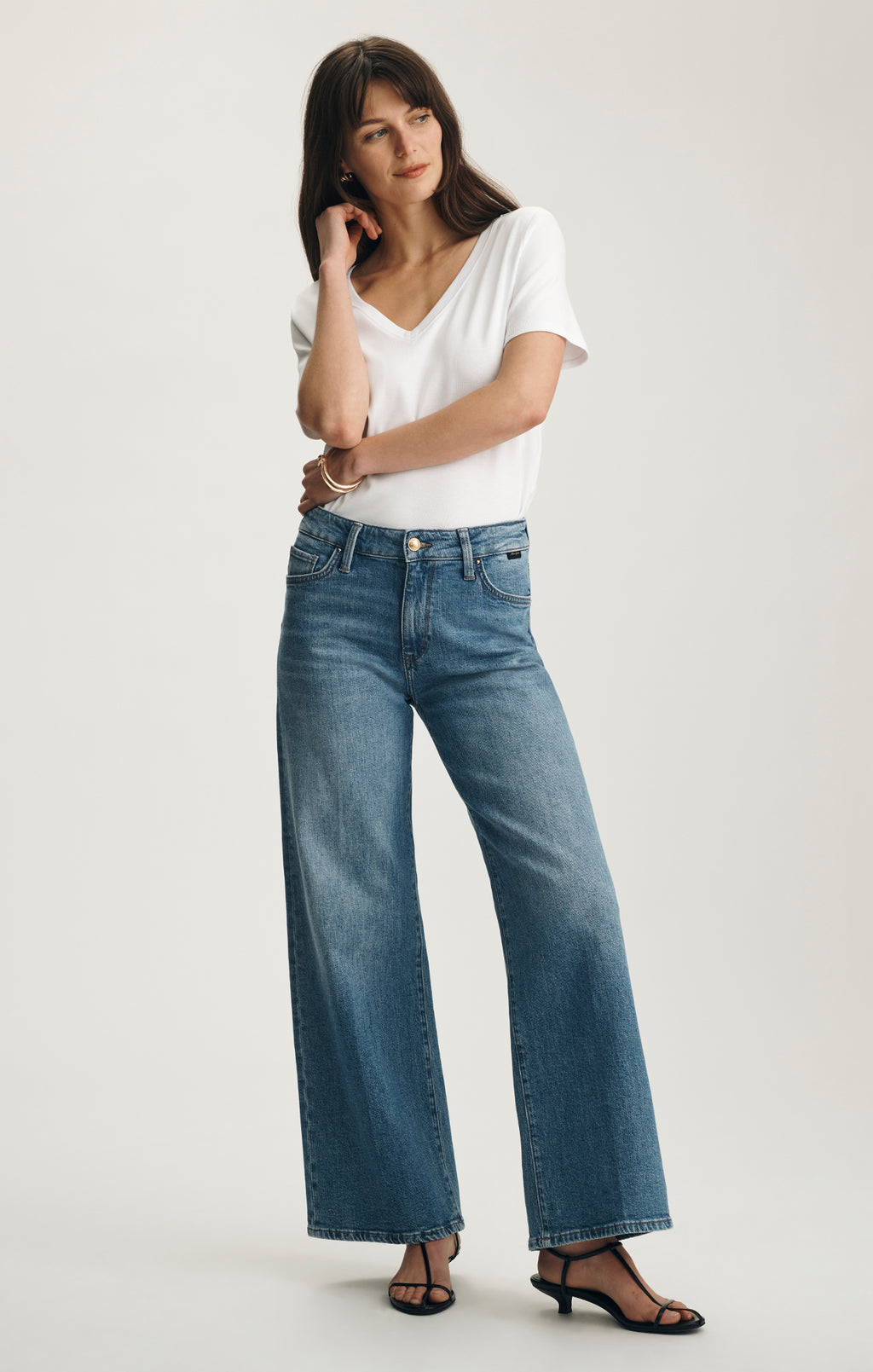 PALOMA WIDE LEG IN MID BRUSHED GOLD PREMIUM - Mavi Jeans