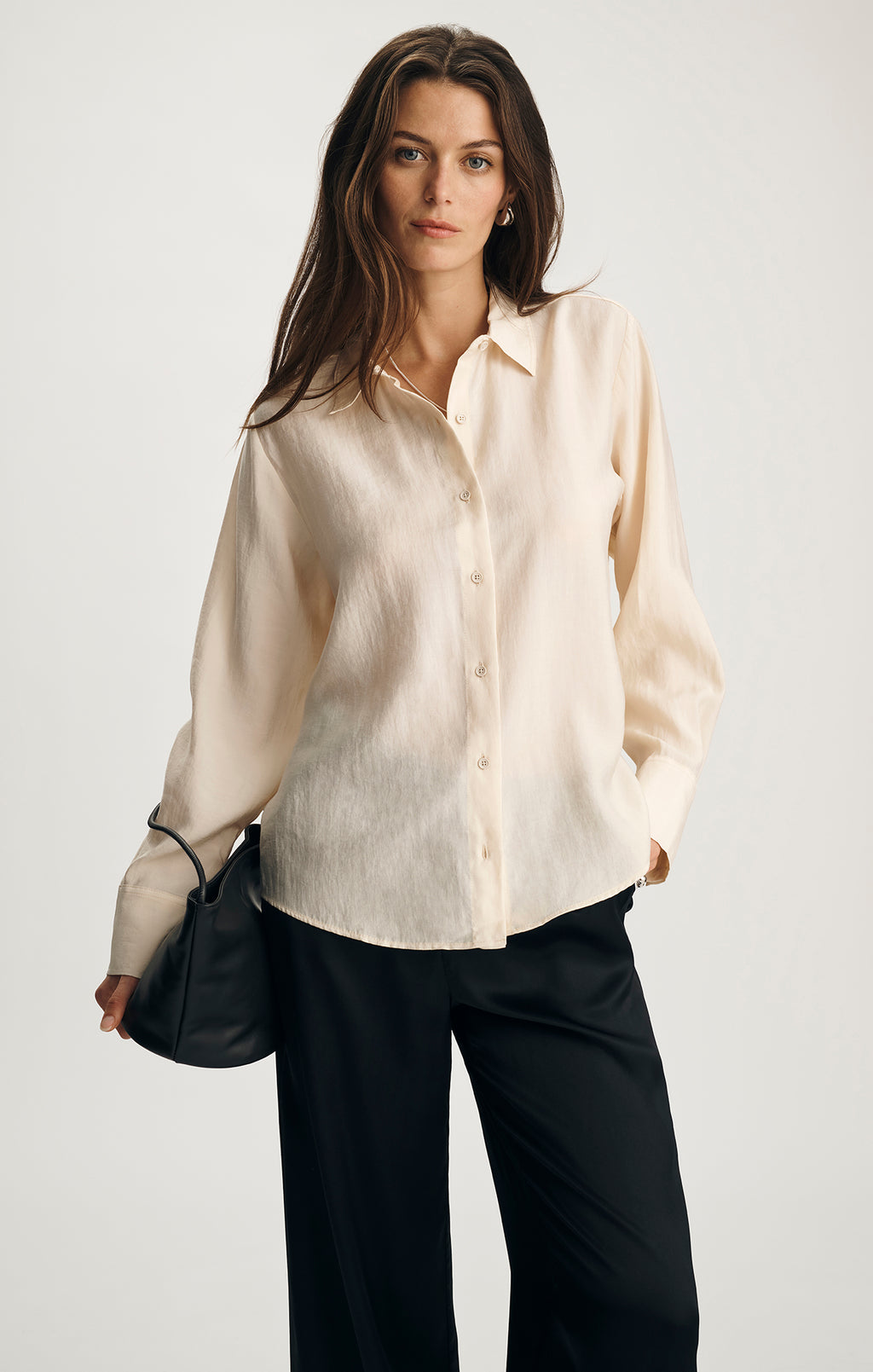 LUXE TOUCH TENCEL™ BUTTON-UP SHIRT IN WHITECAP GREY