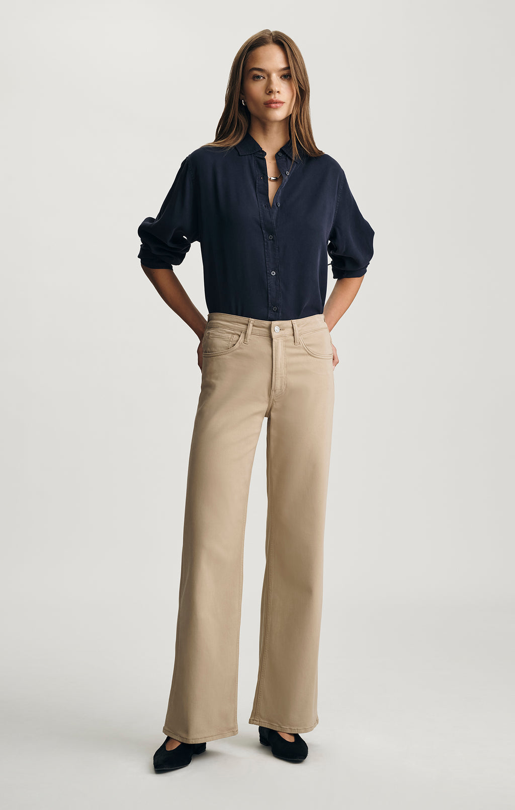 ALENA WIDE LEG IN FRENCH BEIGE SATEEN - Mavi Jeans