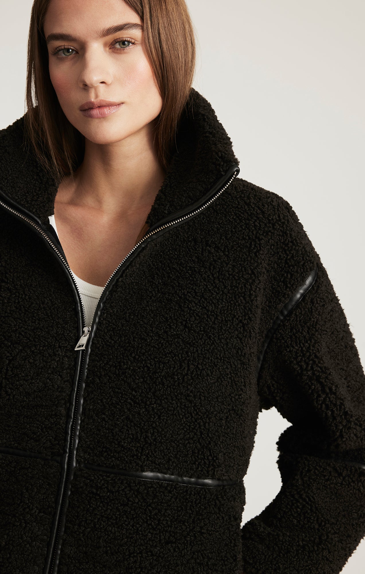 SHERPA PANEL ZIP JACKET IN AFTER DARK - Mavi Jeans