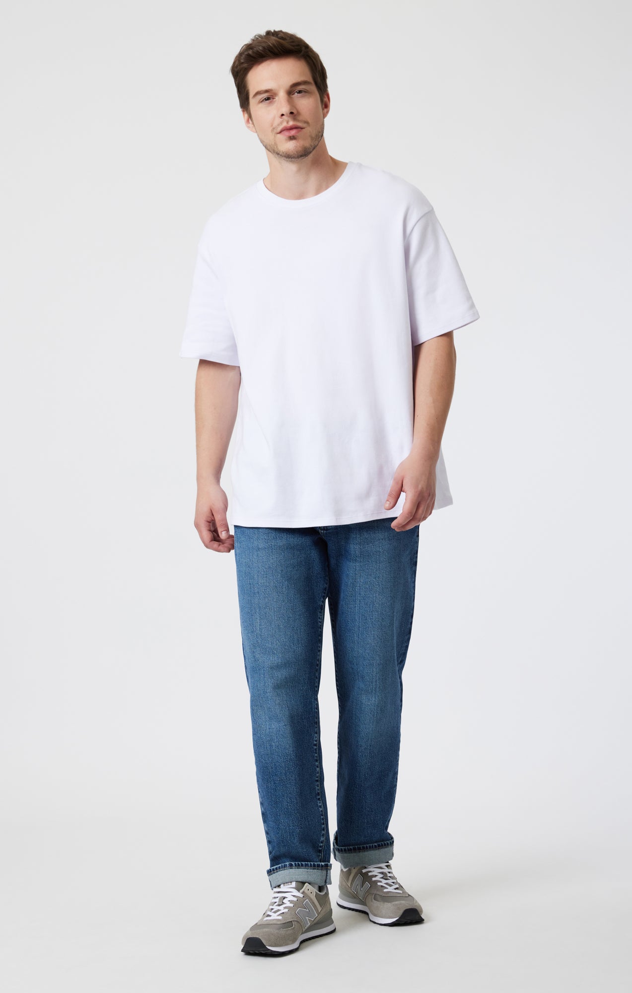 トップス Mazz tee white/denim Momotaro Suvin Cotton Side Slit Boxy Tshirt – White