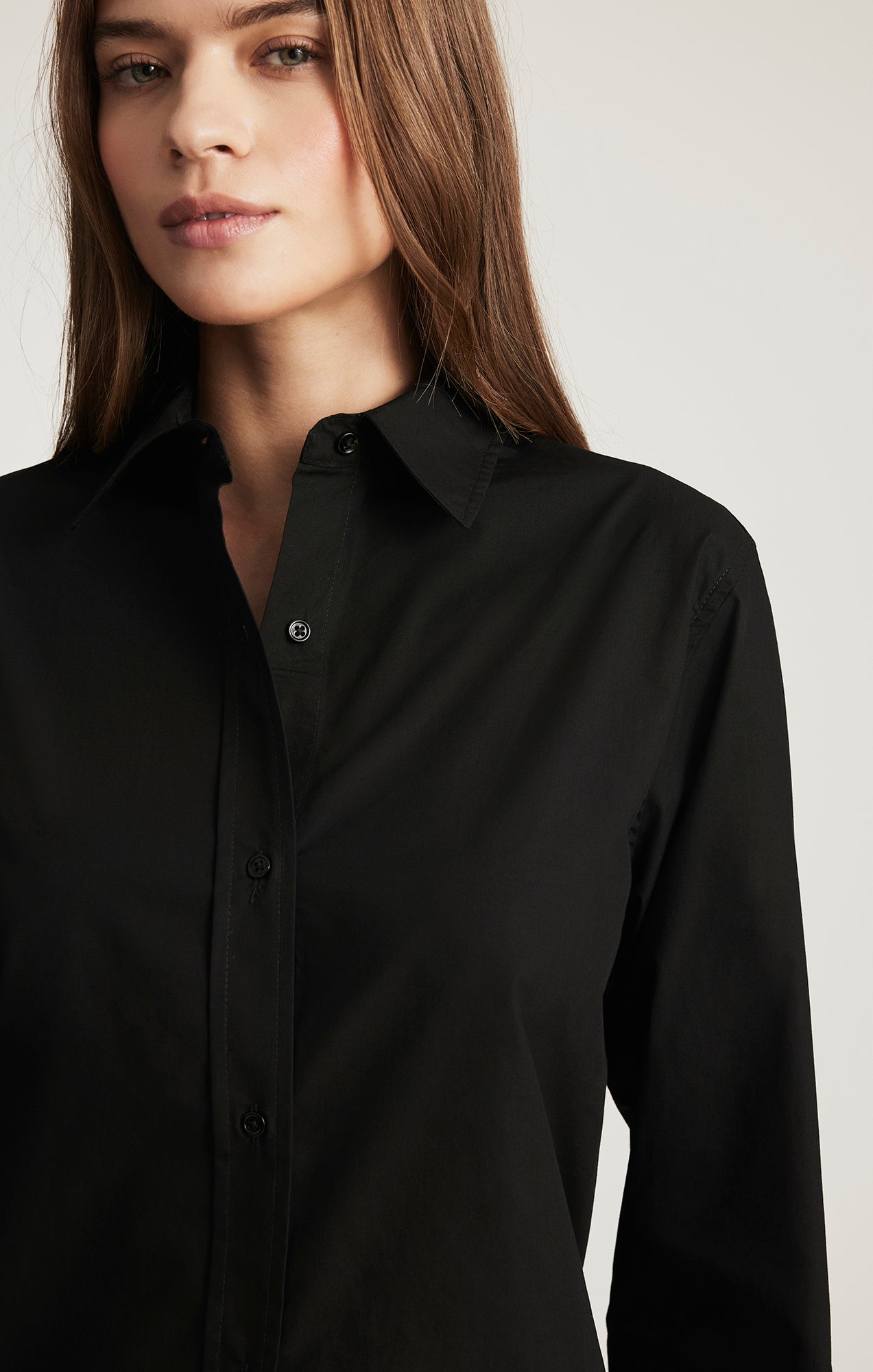 LONG SLEEVE BUTTON-UP SHIRT IN BLACK - Mavi Jeans