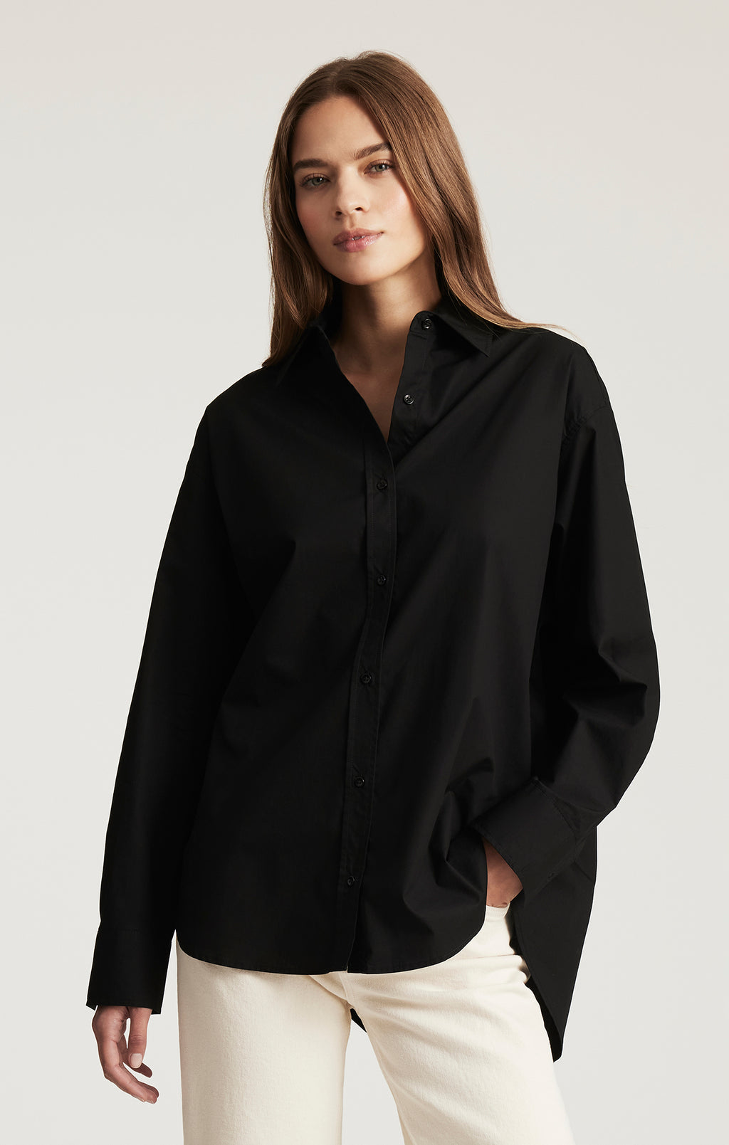 LONG SLEEVE BUTTON-UP SHIRT IN BLACK